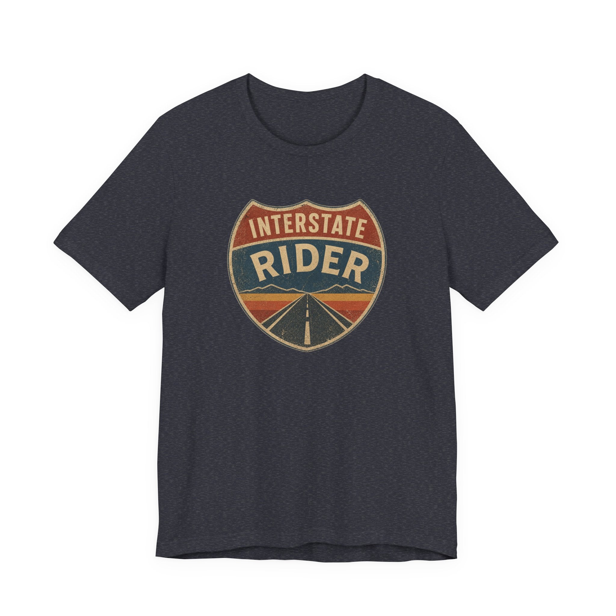 Interstate Rider shield graphic Tee, Vintage road trip motorcycle shirt
