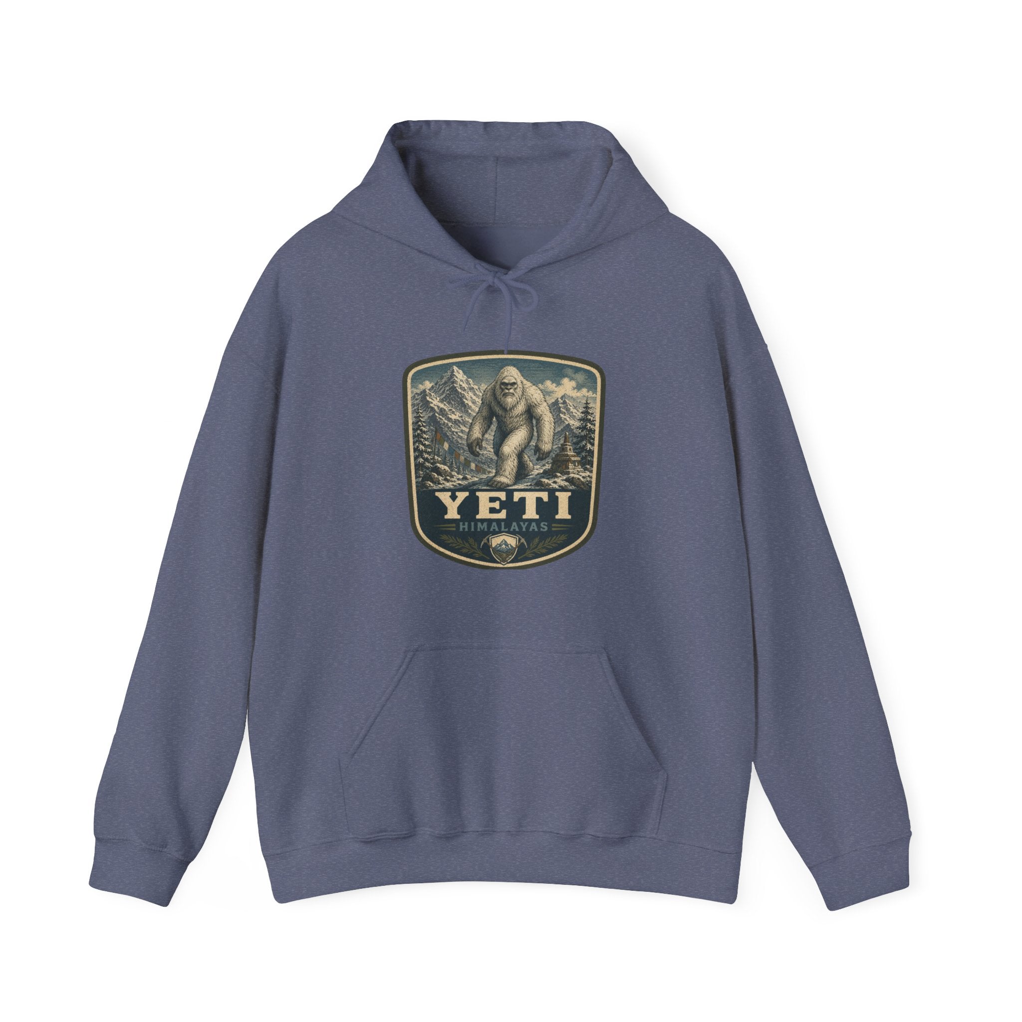 Yeti Mountain Patch Hoodie, Snowy Forest Sasquatch Sweatshirt