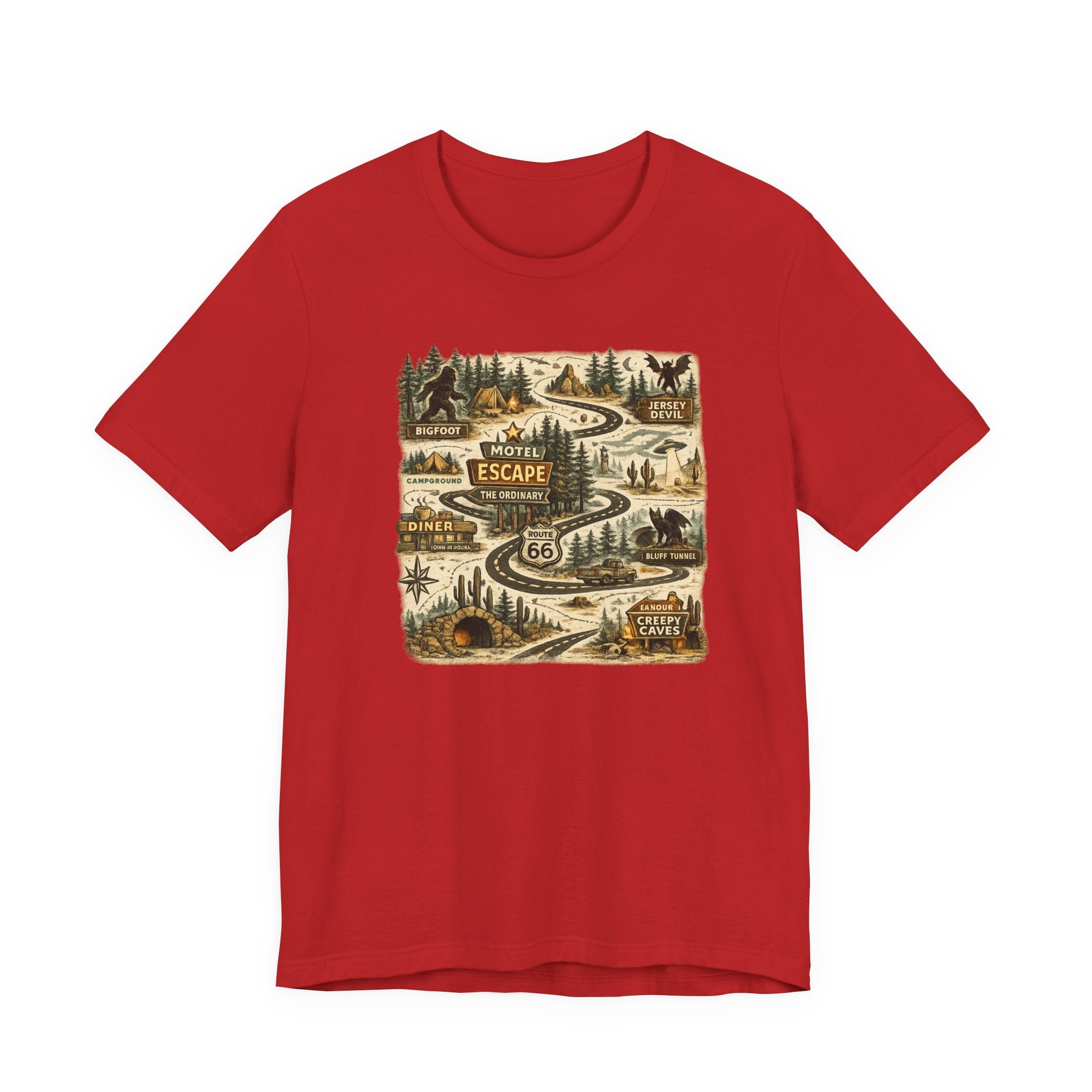 Road Trip Route 66 Adventure map T-Shirt, Vintage Travel Scenic Graphic Tee