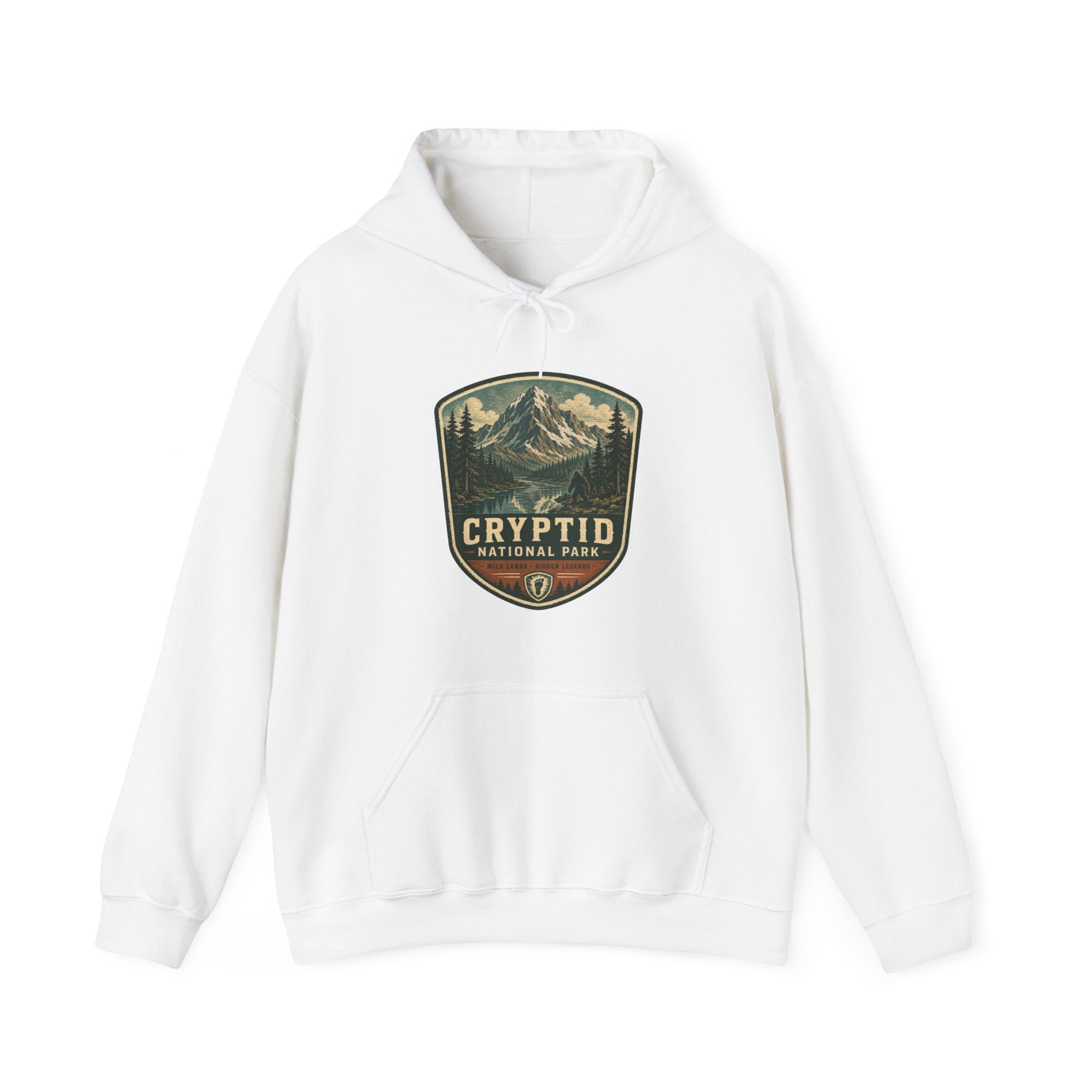 Cryptid National Park patch Hoodie, Mountain Sasquatch vintage badge