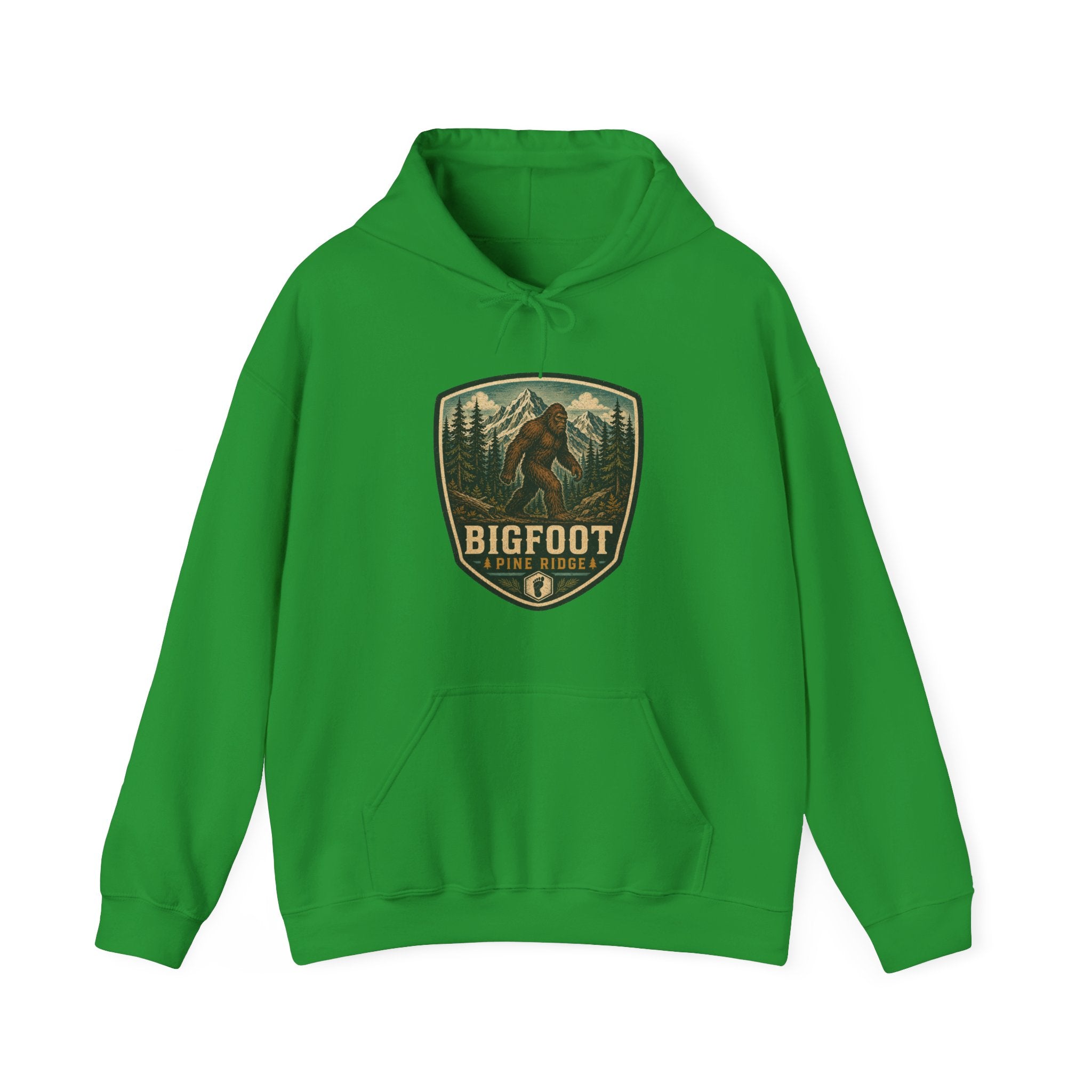 Bigfoot Forest Patch Hoodie, Sasquatch Camping Design