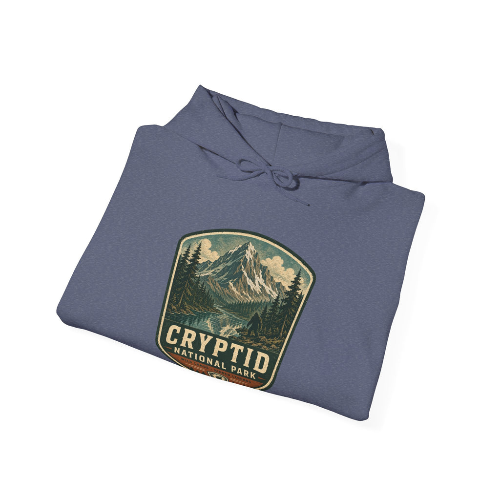 Cryptid National Park patch Hoodie, Mountain Sasquatch vintage badge