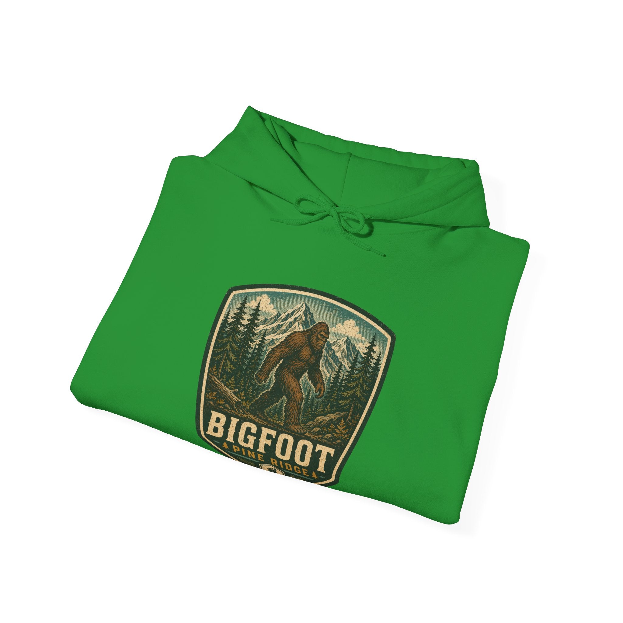 Bigfoot Forest Patch Hoodie, Sasquatch Camping Design