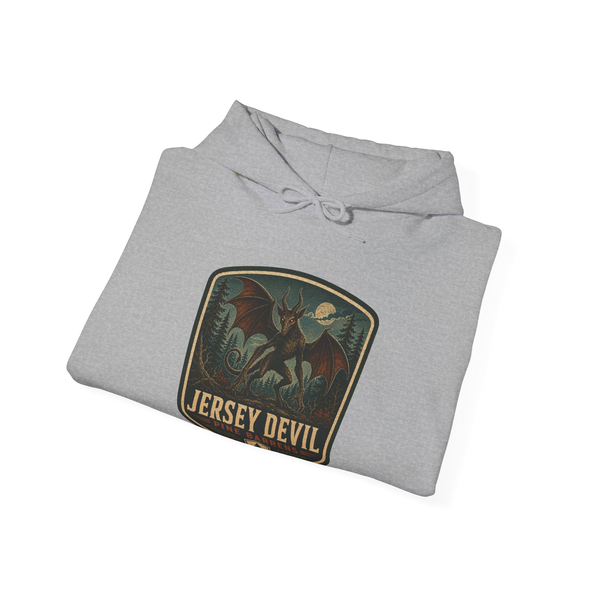 Jersey Devil Crest Hoodie, Cryptid Bat Emblem Hooded Sweatshirt