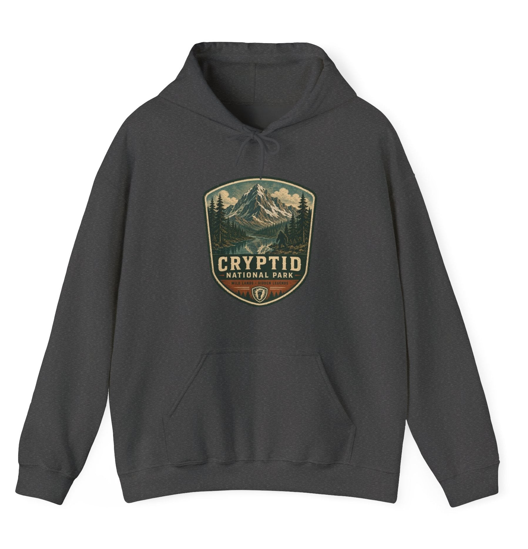 Cryptid National Park patch Hoodie, Mountain Sasquatch vintage badge