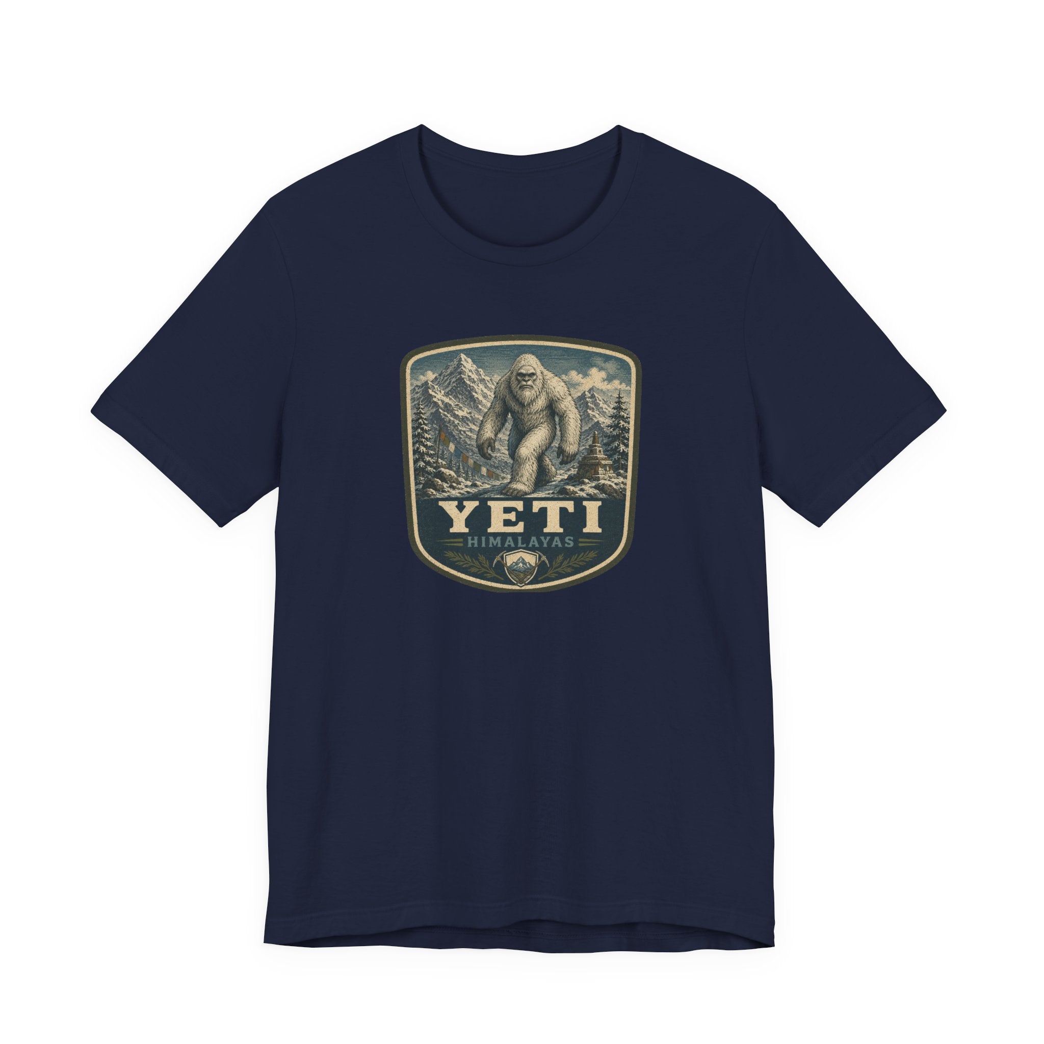 Yeti Mountain Badge Tee | Snowy Peak Sasquatch Graphic