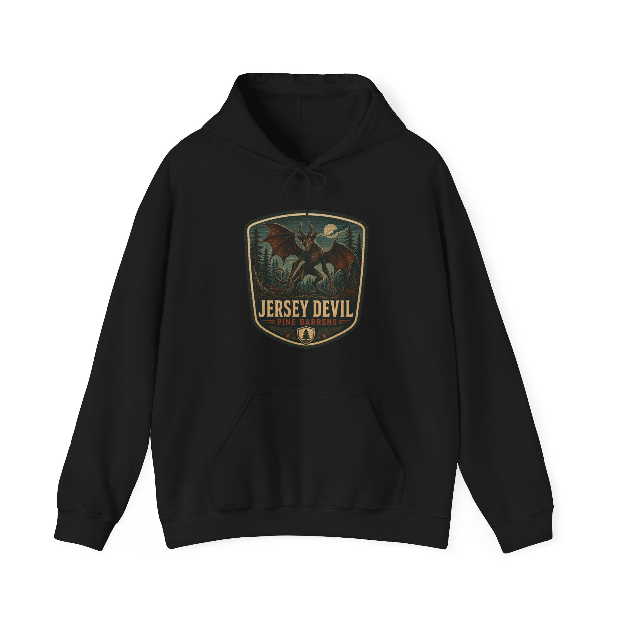 Jersey Devil Crest Hoodie, Cryptid Bat Emblem Hooded Sweatshirt