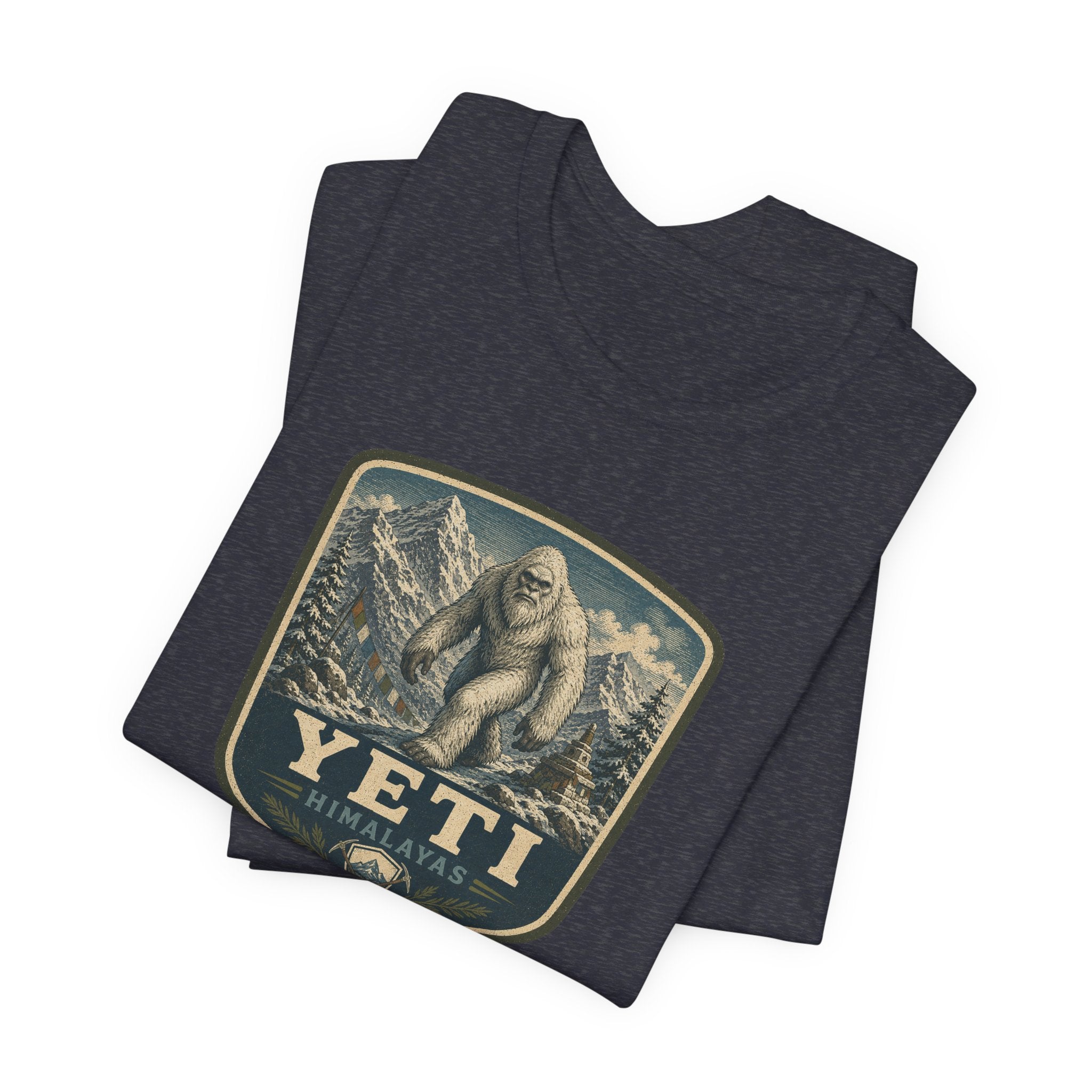 Yeti Mountain Badge Tee | Snowy Peak Sasquatch Graphic