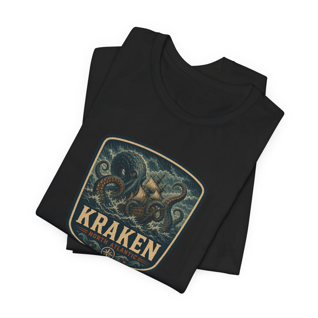 Kraken Vintage Crest Tee, Mythical Sea Monster illustration