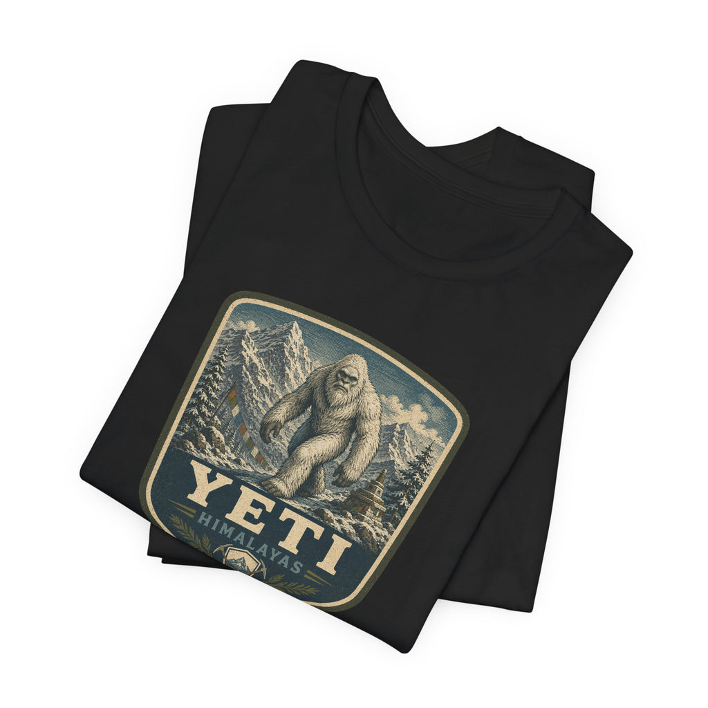 Yeti Mountain Badge Tee | Snowy Peak Sasquatch Graphic