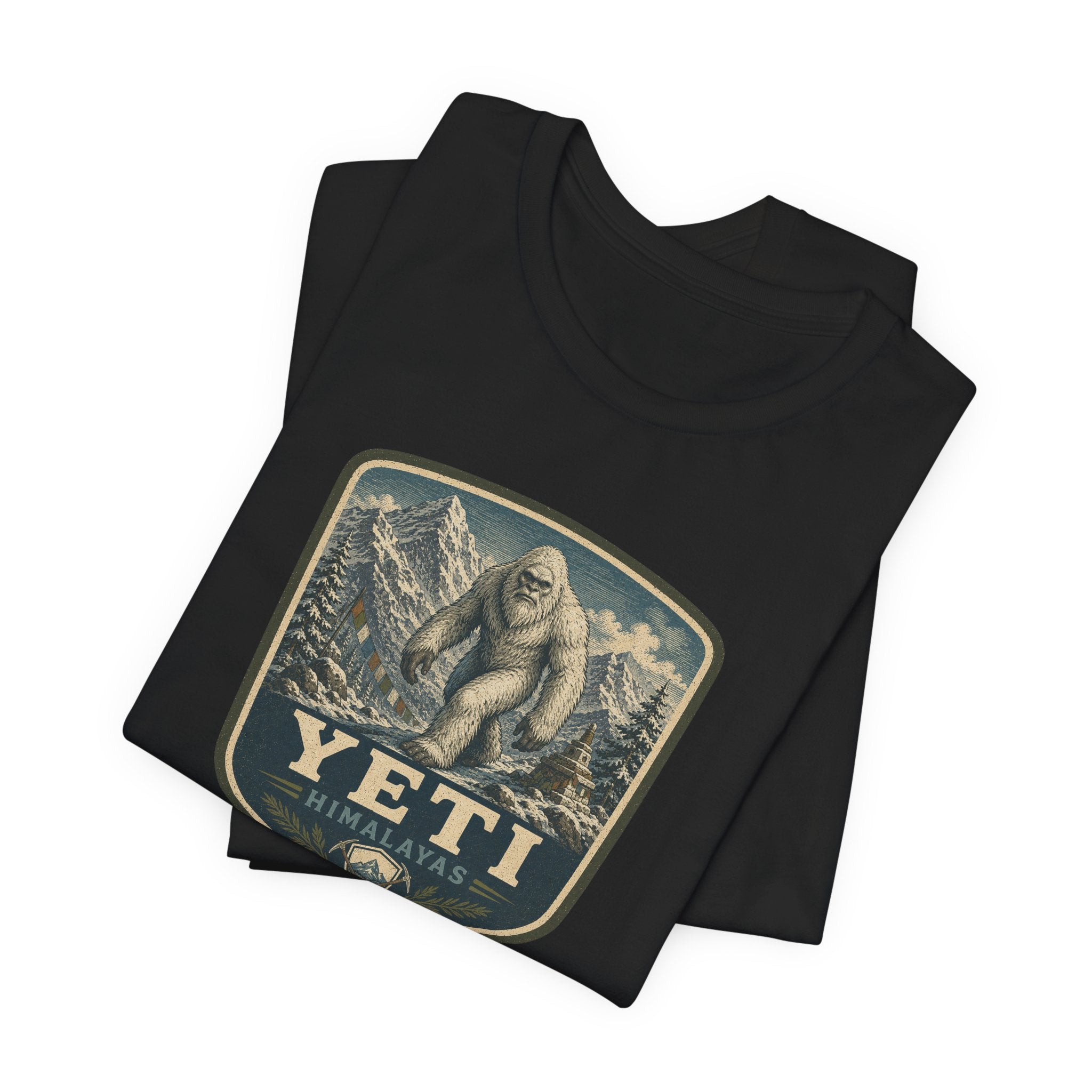 Yeti Mountain Badge Tee | Snowy Peak Sasquatch Graphic
