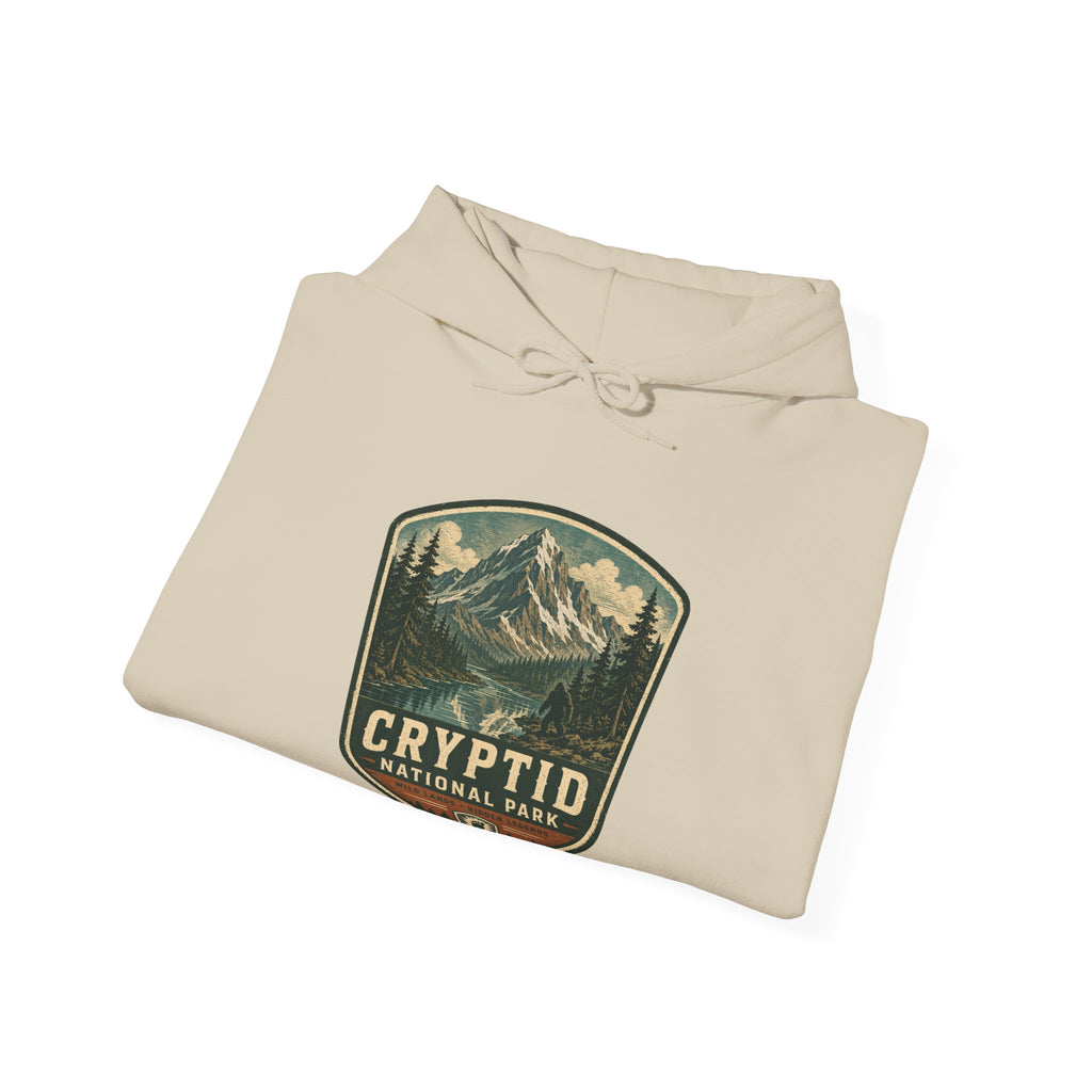 Cryptid National Park patch Hoodie, Mountain Sasquatch vintage badge