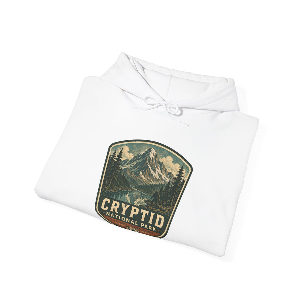 Cryptid National Park patch Hoodie, Mountain Sasquatch vintage badge