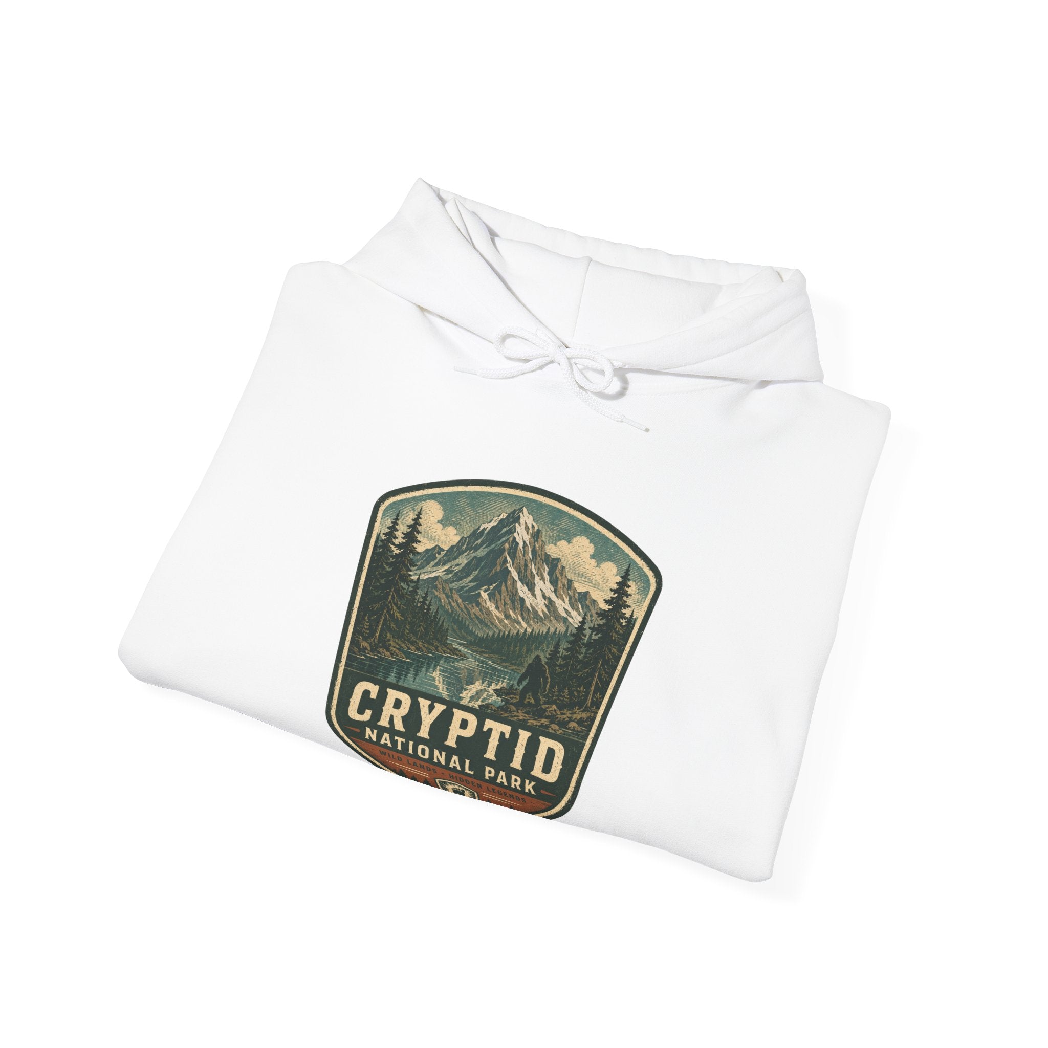 Cryptid National Park patch Hoodie, Mountain Sasquatch vintage badge