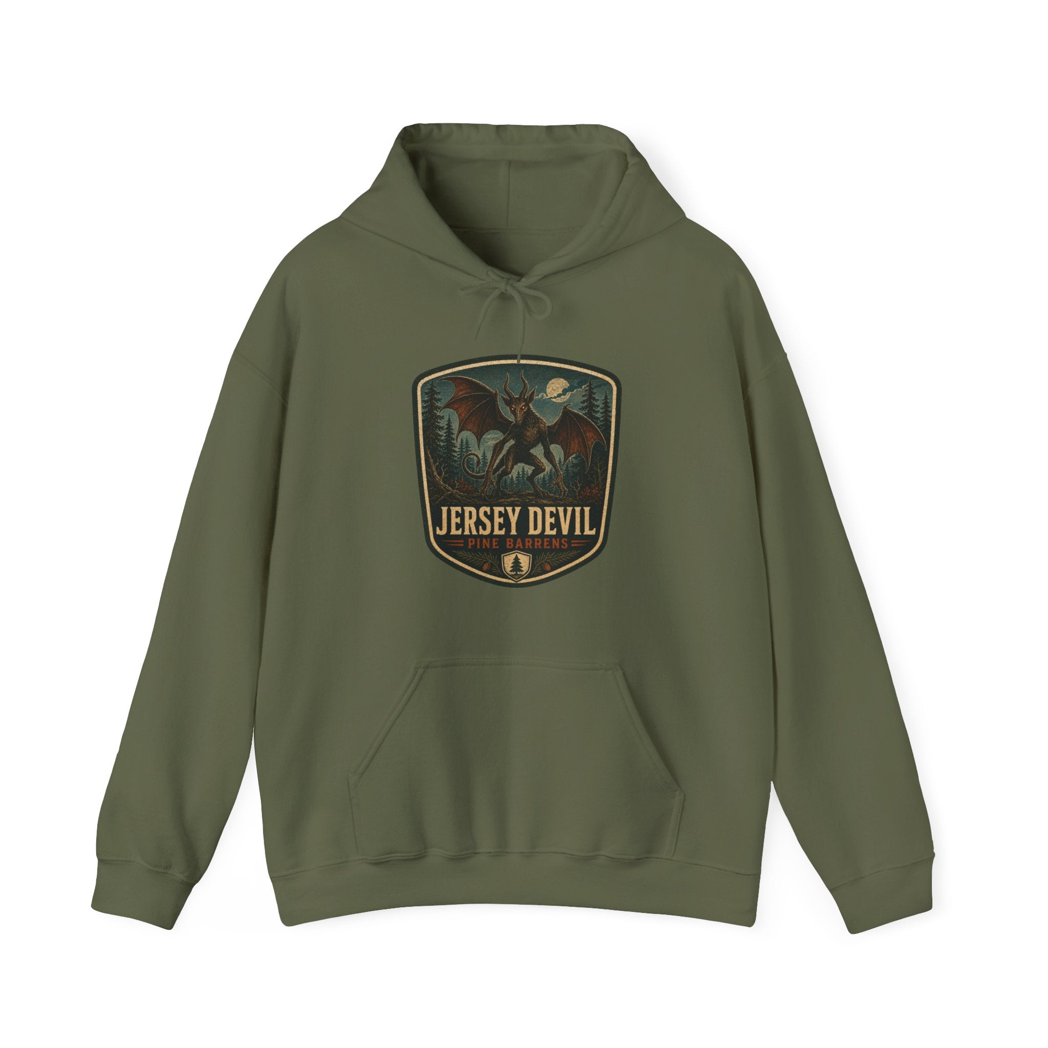 Jersey Devil Crest Hoodie, Cryptid Bat Emblem Hooded Sweatshirt