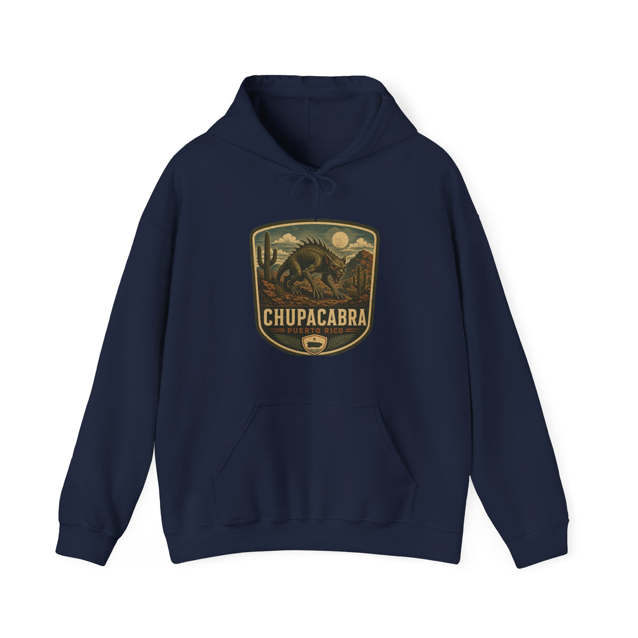 Chupacabra Badge Hoodie, Cryptid Forest Patch Design
