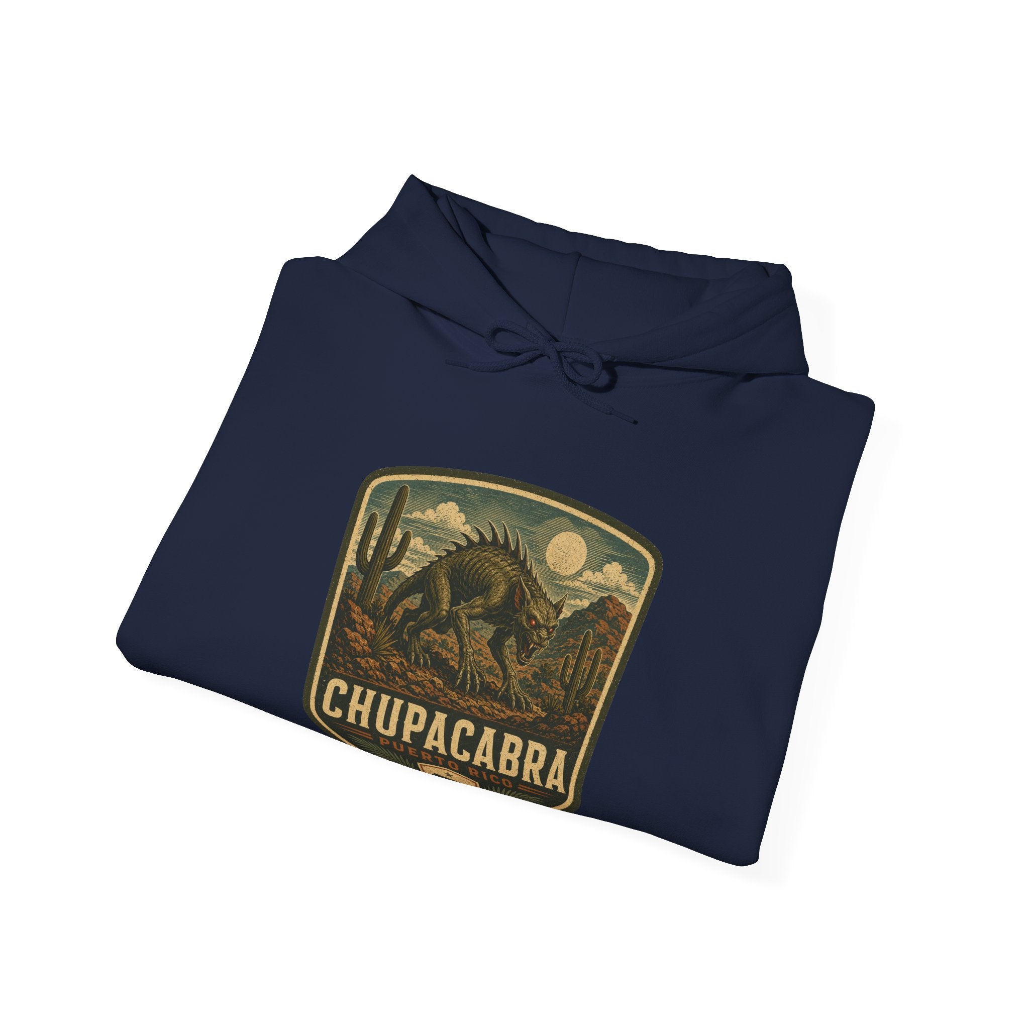 Chupacabra Badge Hoodie, Cryptid Forest Patch Design