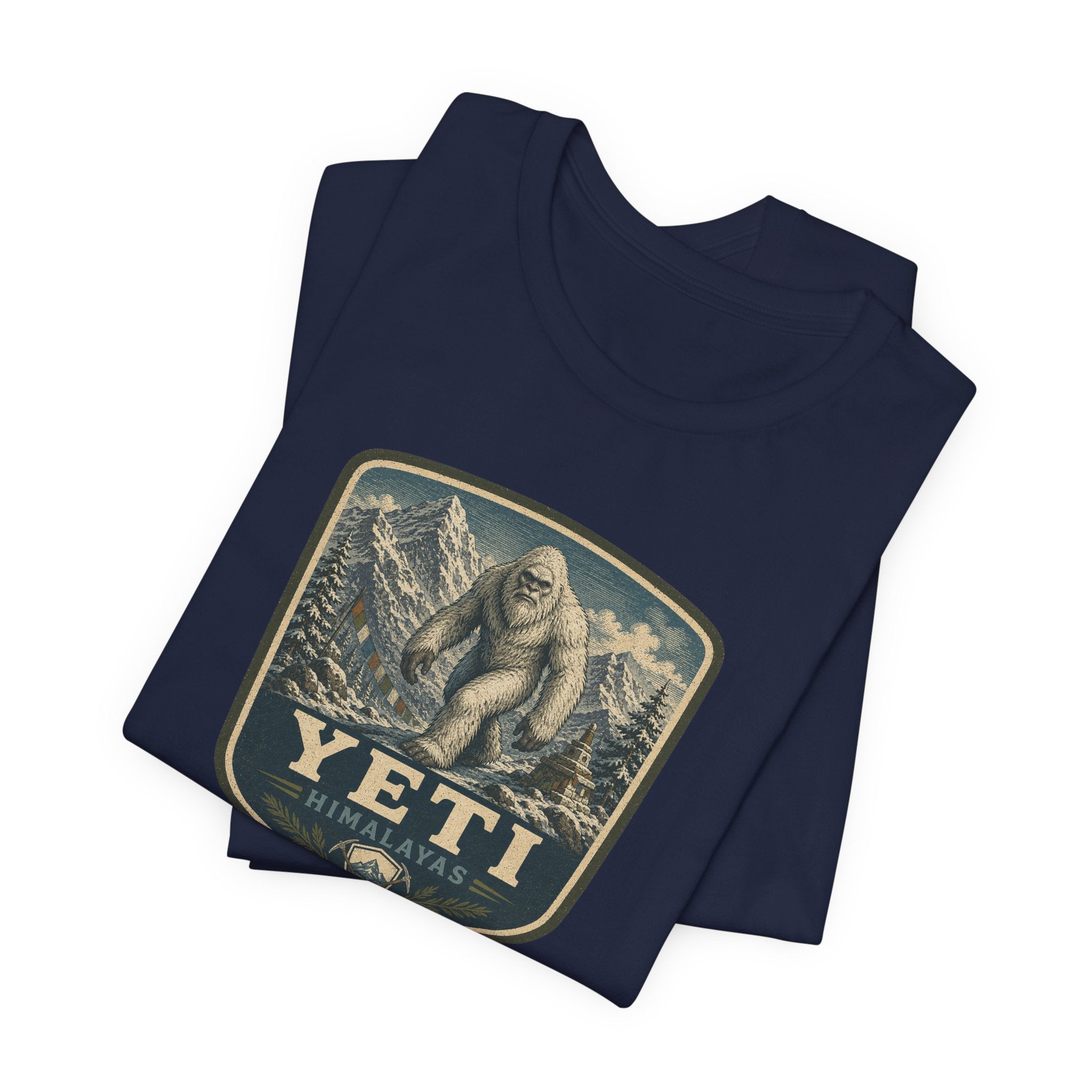 Yeti Mountain Badge Tee | Snowy Peak Sasquatch Graphic