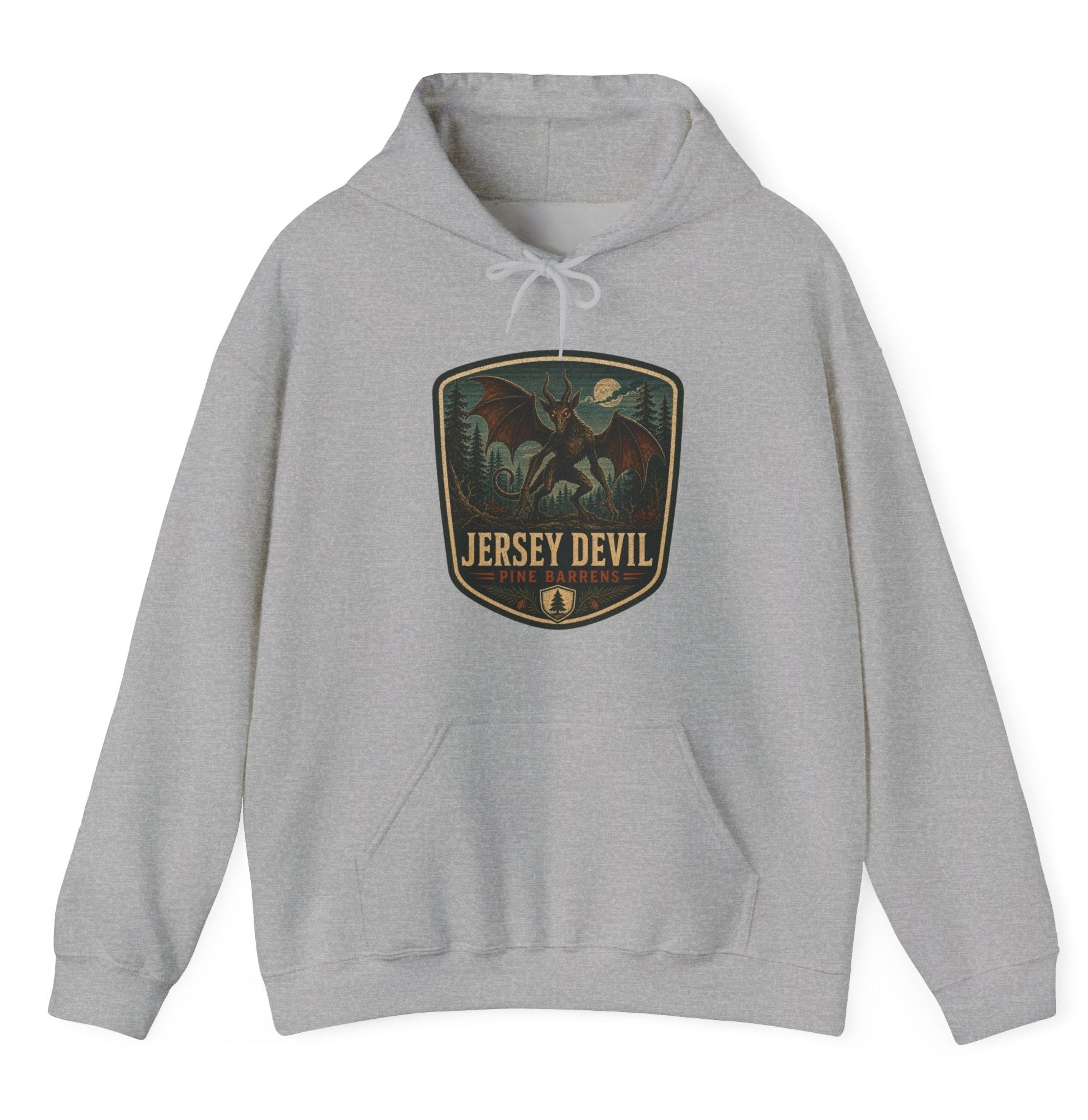 Jersey Devil Crest Hoodie, Cryptid Bat Emblem Hooded Sweatshirt