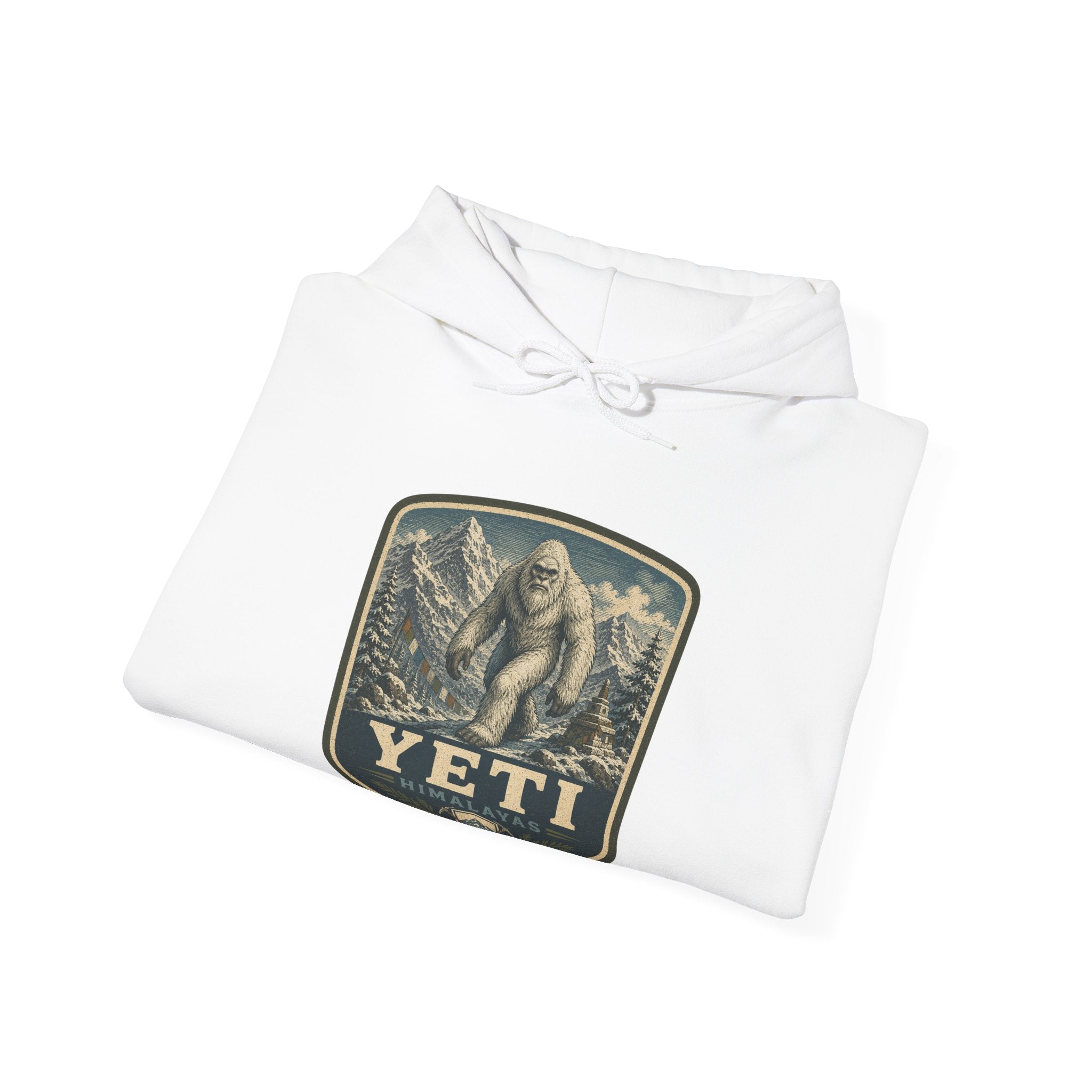 Yeti Mountain Patch Hoodie, Snowy Forest Sasquatch Sweatshirt