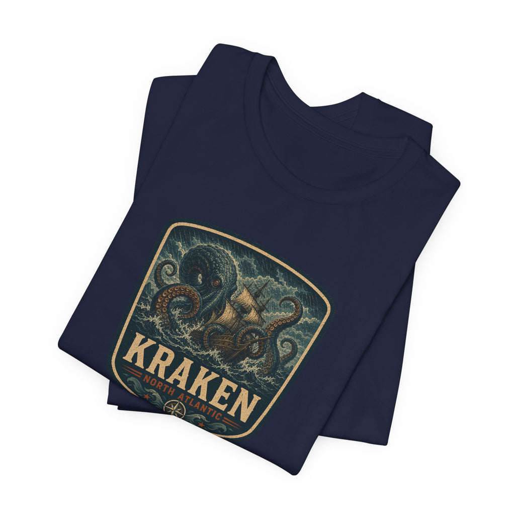 Kraken Vintage Crest Tee, Mythical Sea Monster illustration