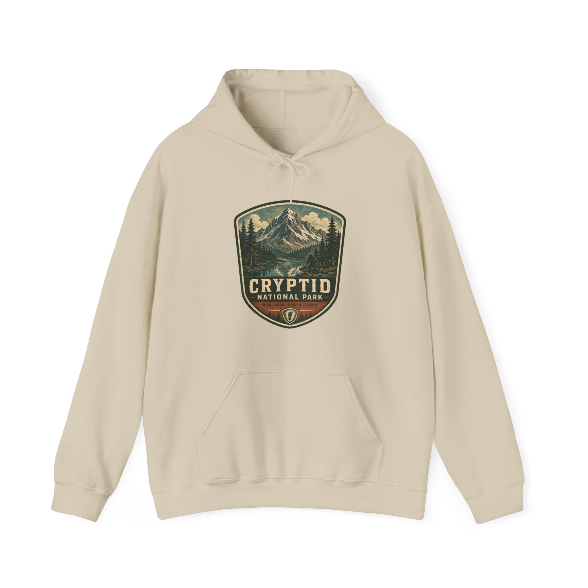 Cryptid National Park patch Hoodie, Mountain Sasquatch vintage badge