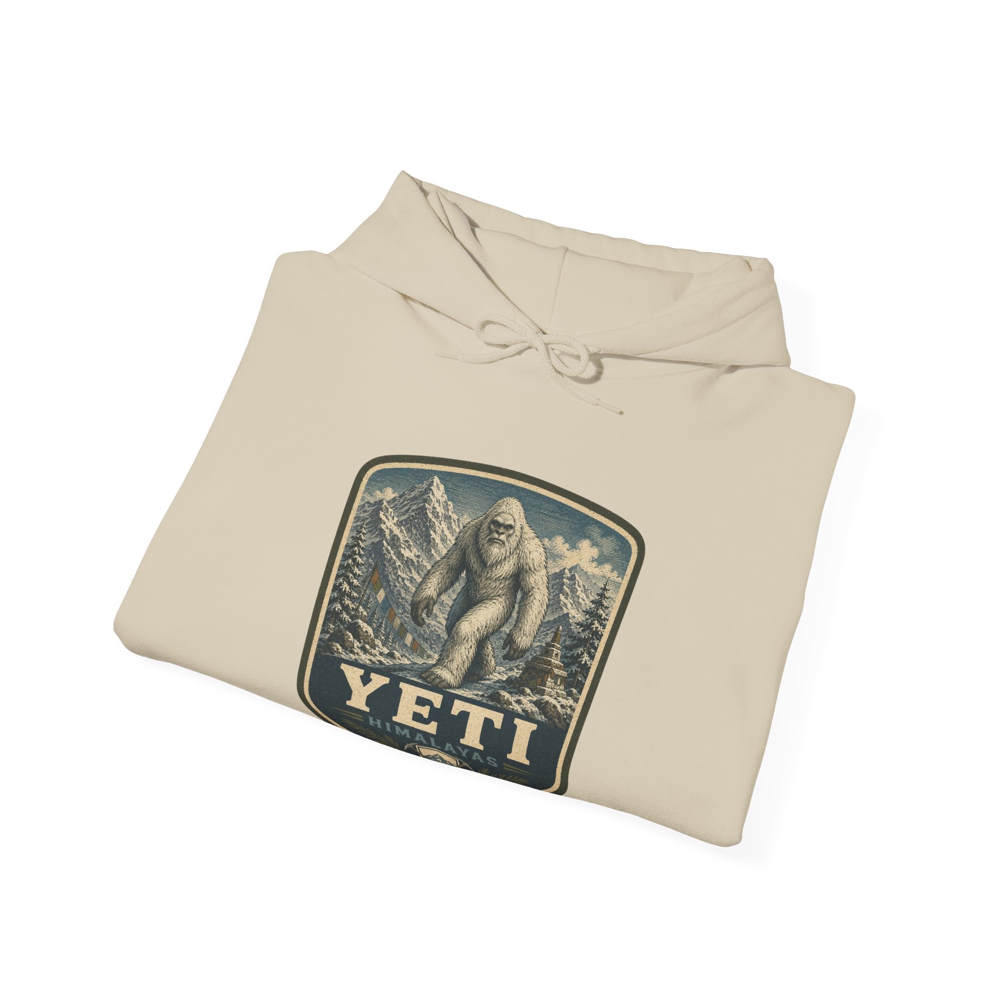 Yeti Mountain Patch Hoodie, Snowy Forest Sasquatch Sweatshirt