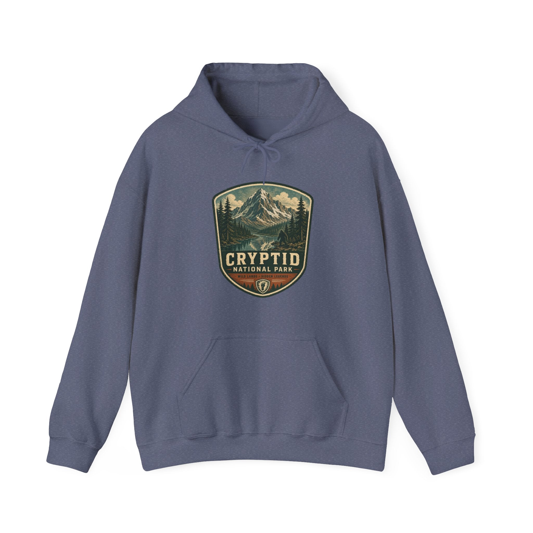Cryptid National Park patch Hoodie, Mountain Sasquatch vintage badge