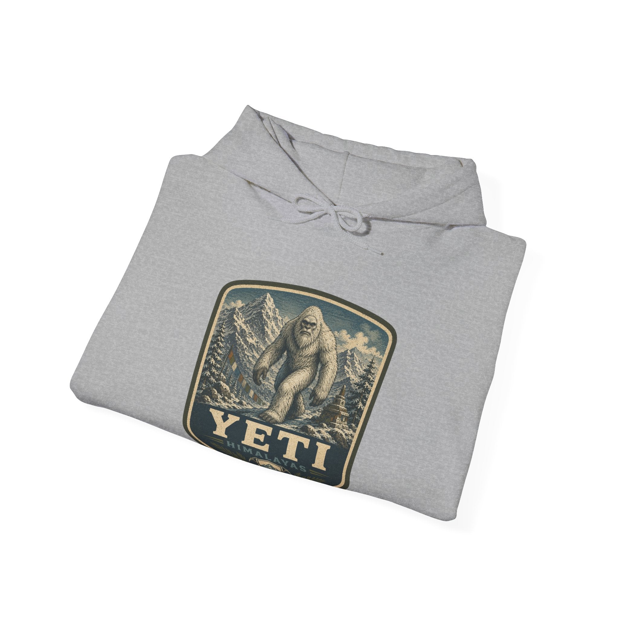Yeti Mountain Patch Hoodie, Snowy Forest Sasquatch Sweatshirt