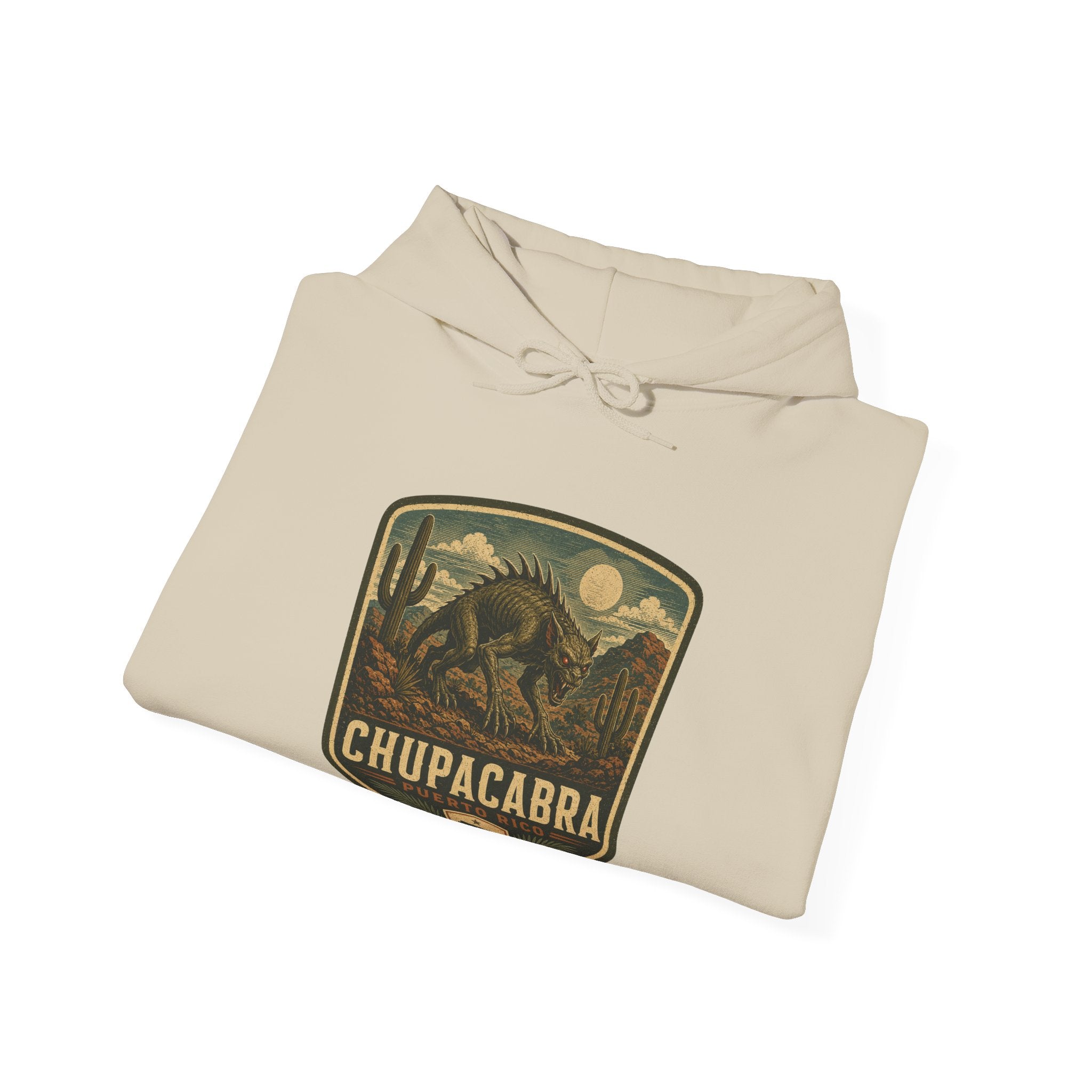 Chupacabra Badge Hoodie, Cryptid Forest Patch Design