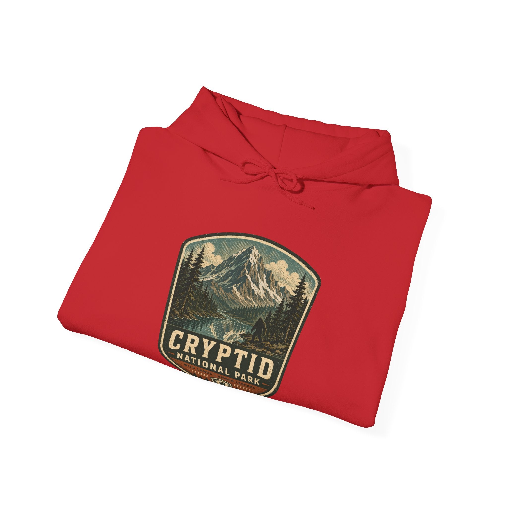 Cryptid National Park patch Hoodie, Mountain Sasquatch vintage badge