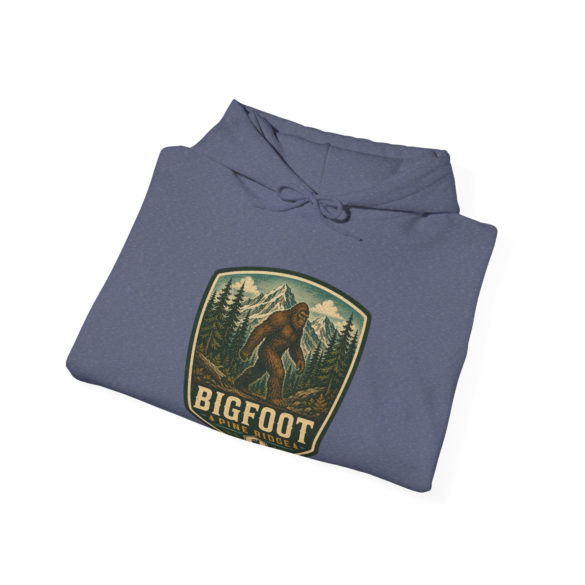 Bigfoot Forest Patch Hoodie, Sasquatch Camping Design