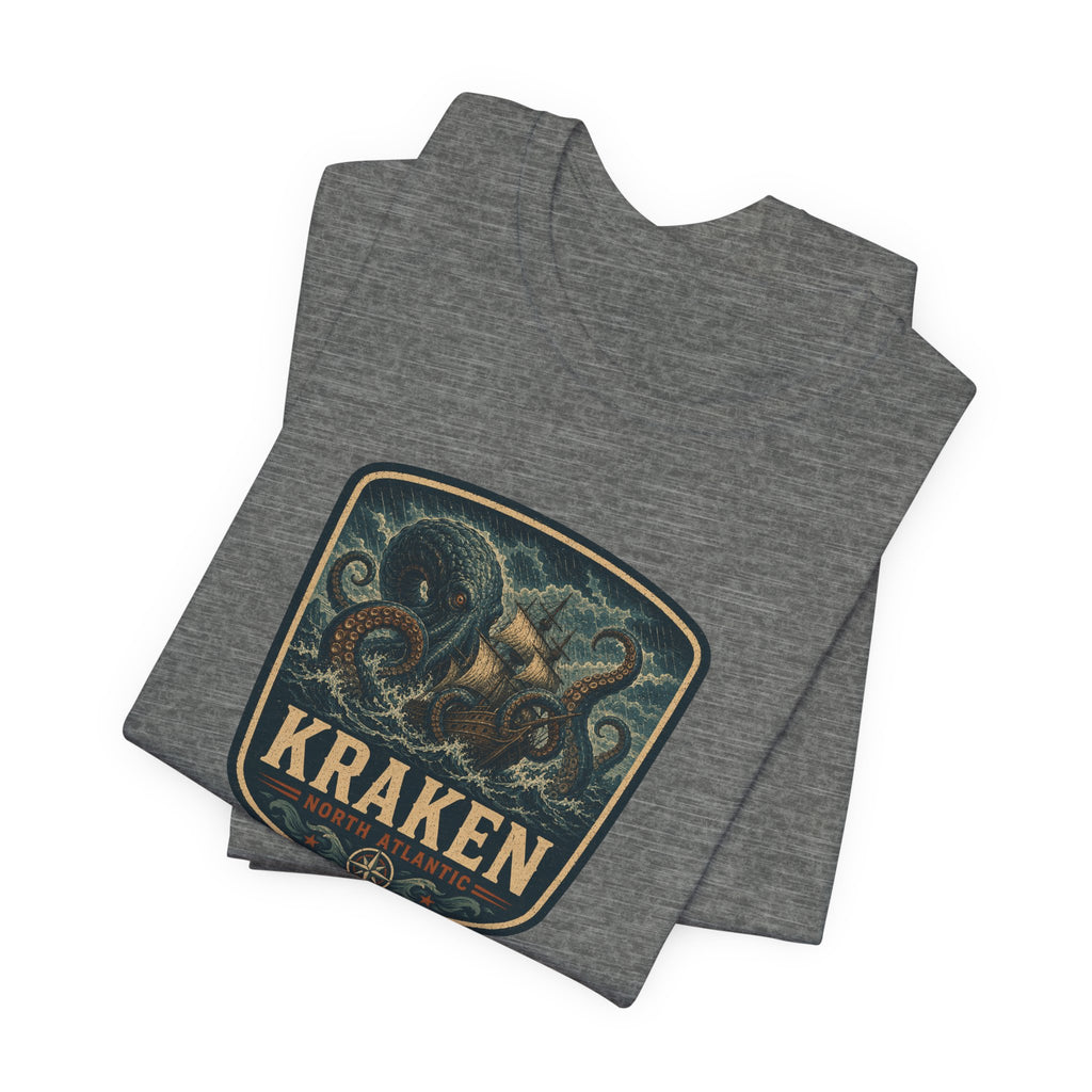Kraken Vintage Crest Tee, Mythical Sea Monster illustration