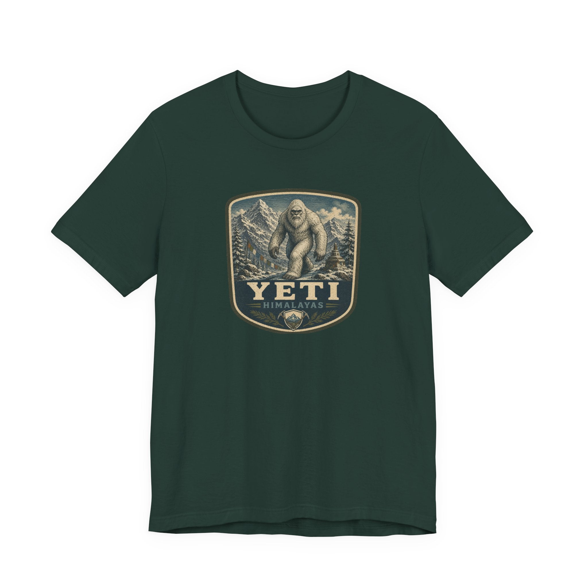 Yeti Mountain Badge Tee | Snowy Peak Sasquatch Graphic