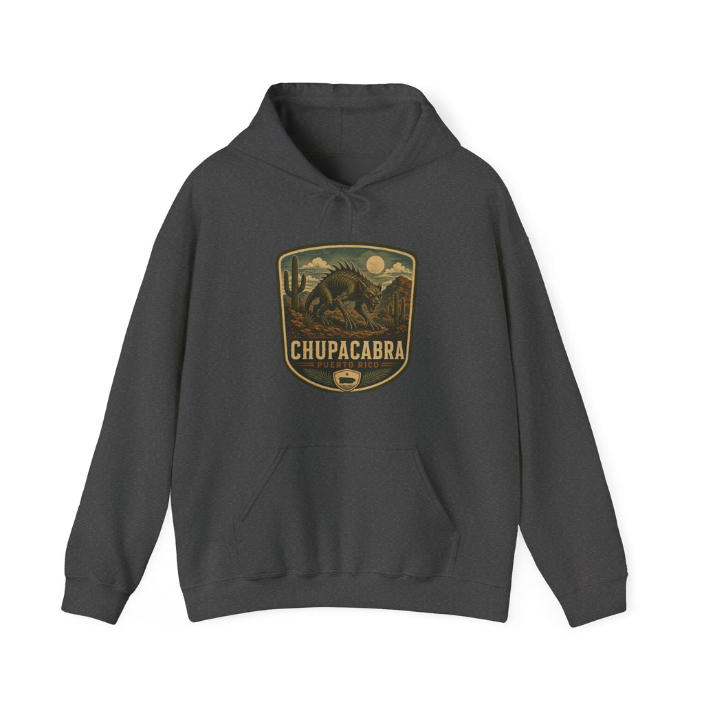 Chupacabra Badge Hoodie, Cryptid Forest Patch Design