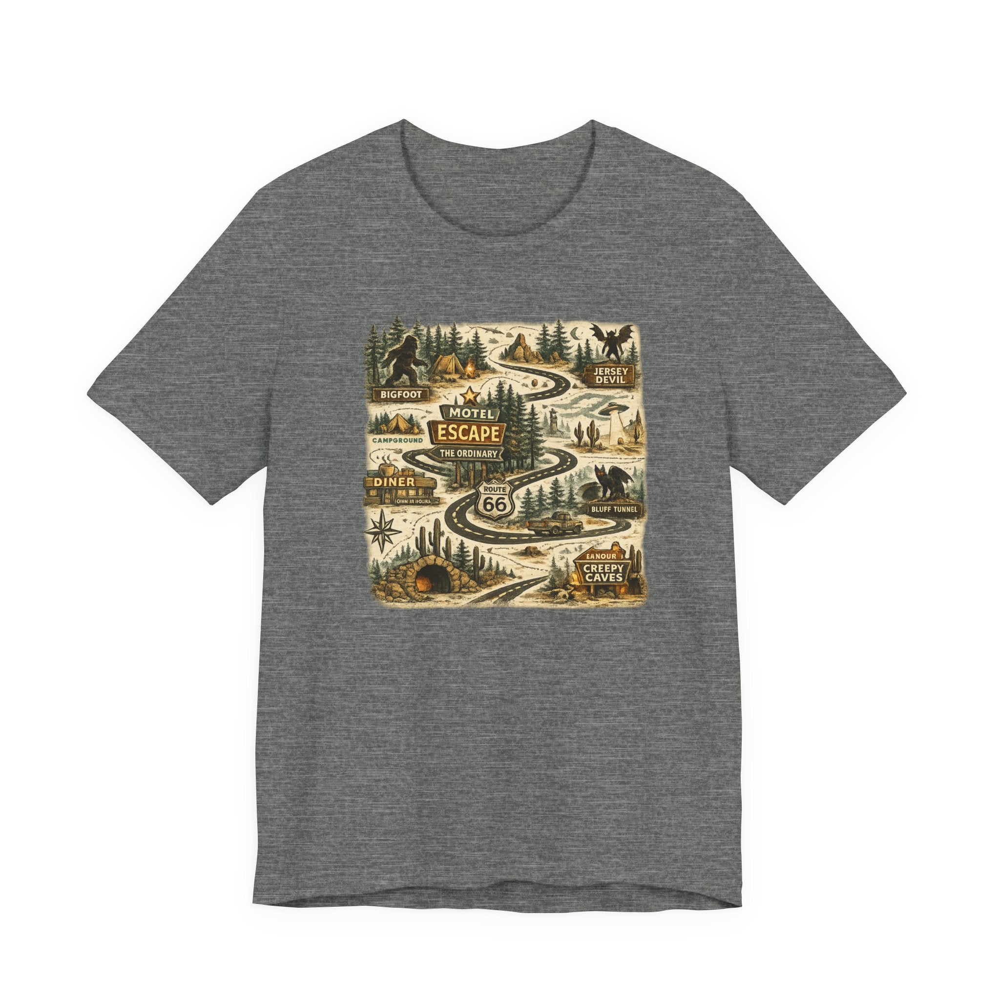 Road Trip Route 66 Adventure map T-Shirt, Vintage Travel Scenic Graphic Tee