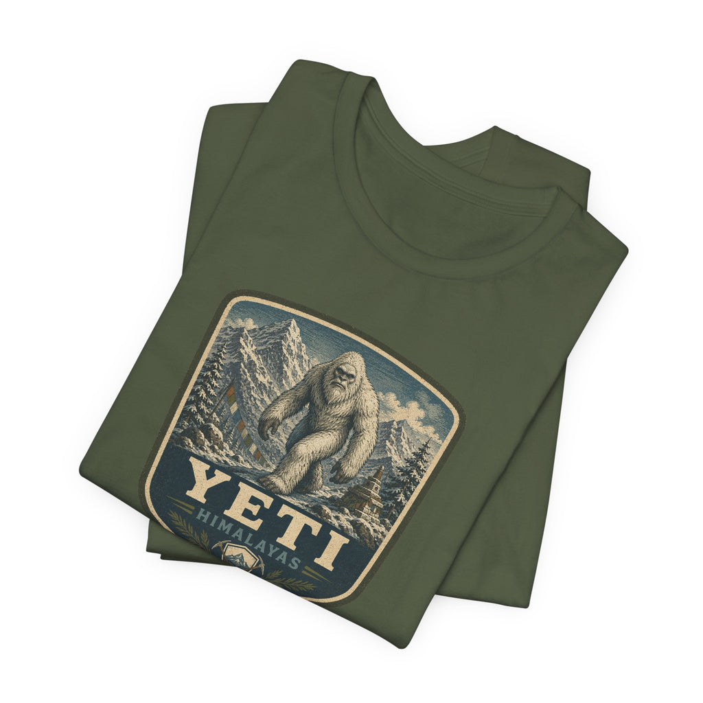 Yeti Mountain Badge Tee | Snowy Peak Sasquatch Graphic