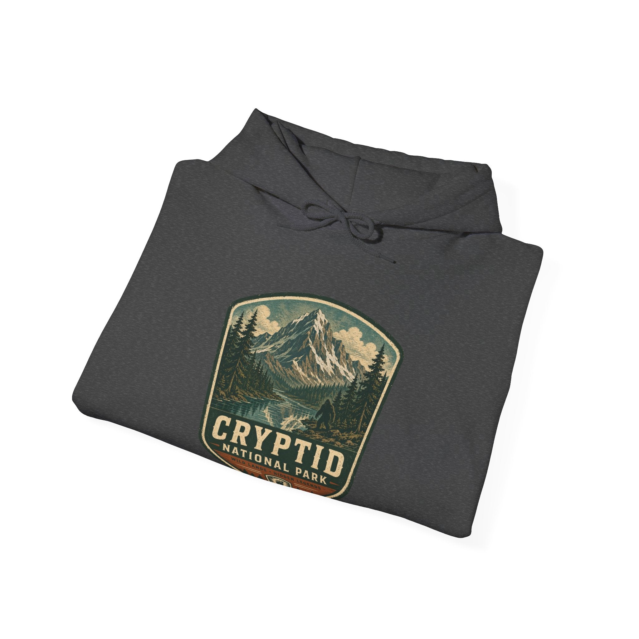 Cryptid National Park patch Hoodie, Mountain Sasquatch vintage badge