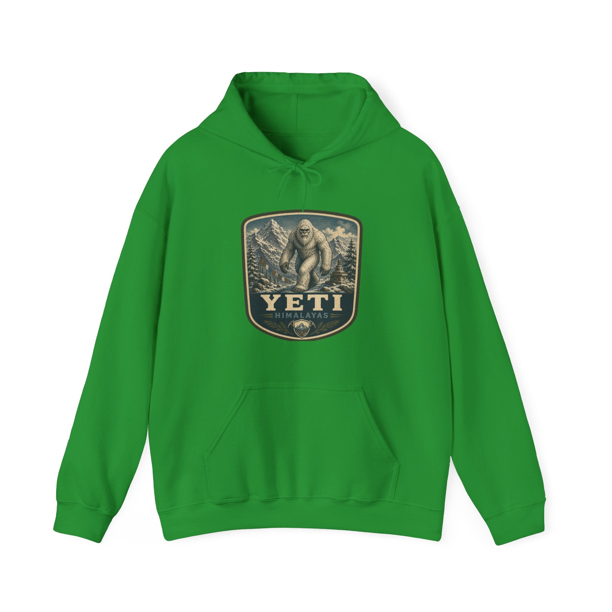 Yeti Mountain Patch Hoodie, Snowy Forest Sasquatch Sweatshirt