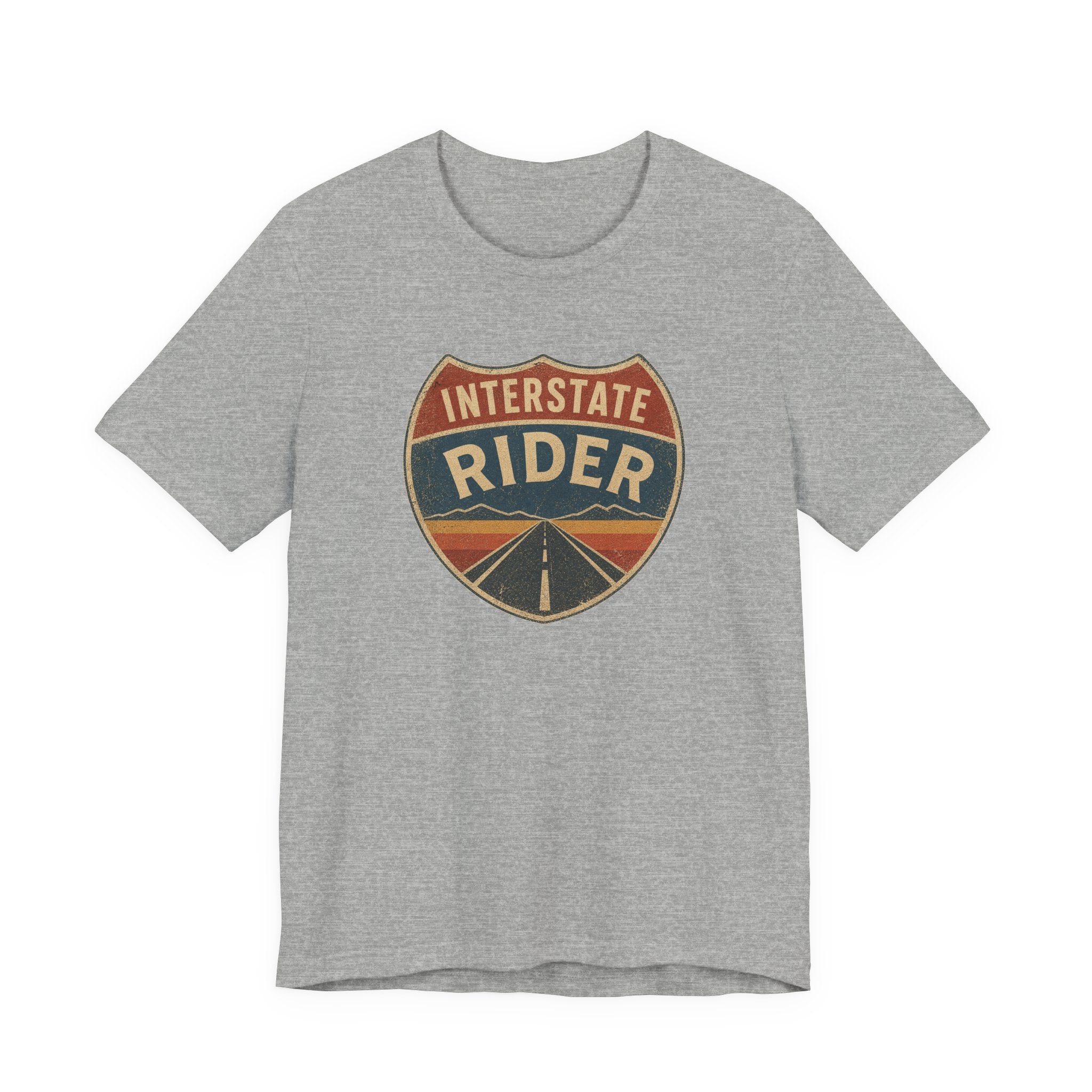 Interstate Rider shield graphic Tee, Vintage road trip motorcycle shirt