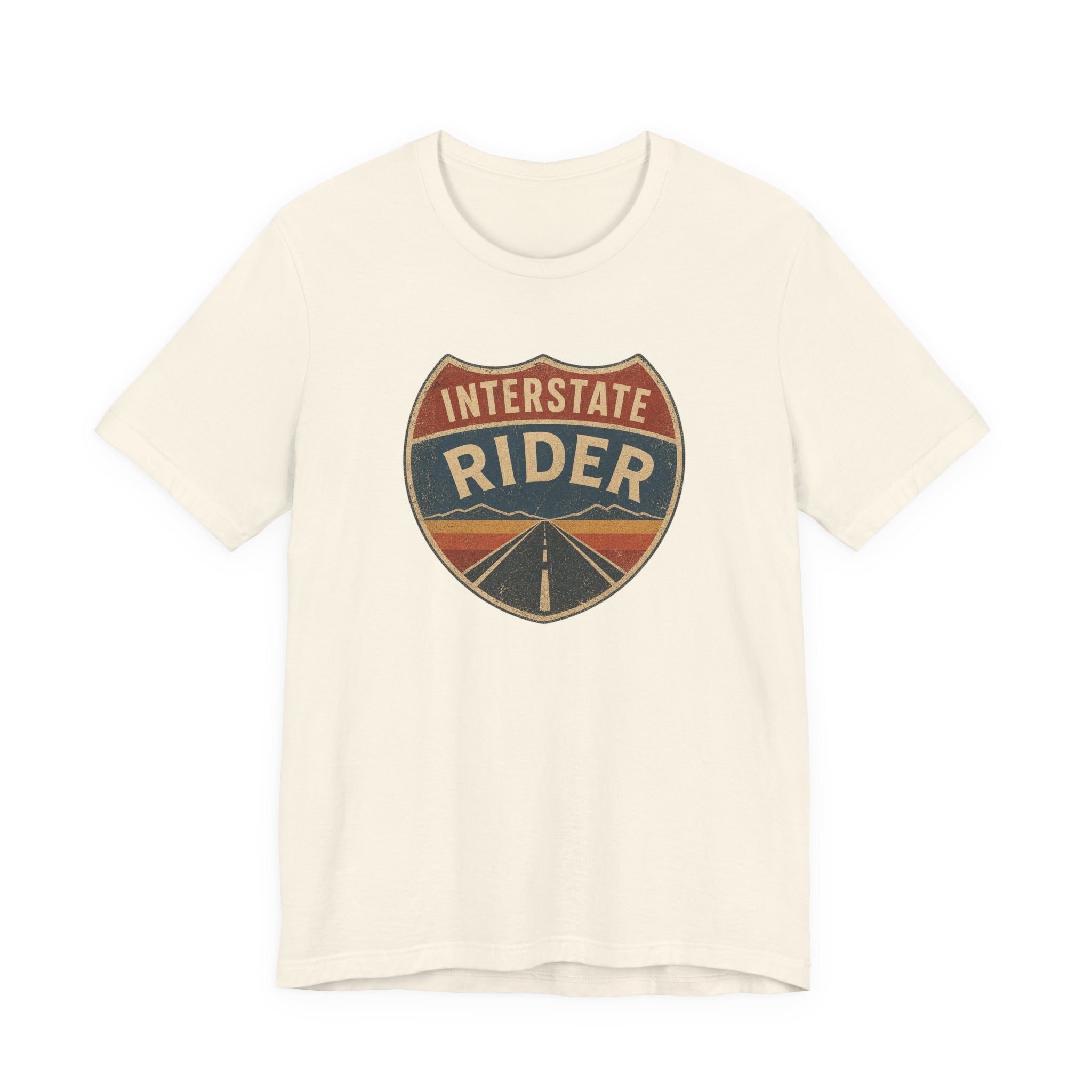 Interstate Rider shield graphic Tee, Vintage road trip motorcycle shirt