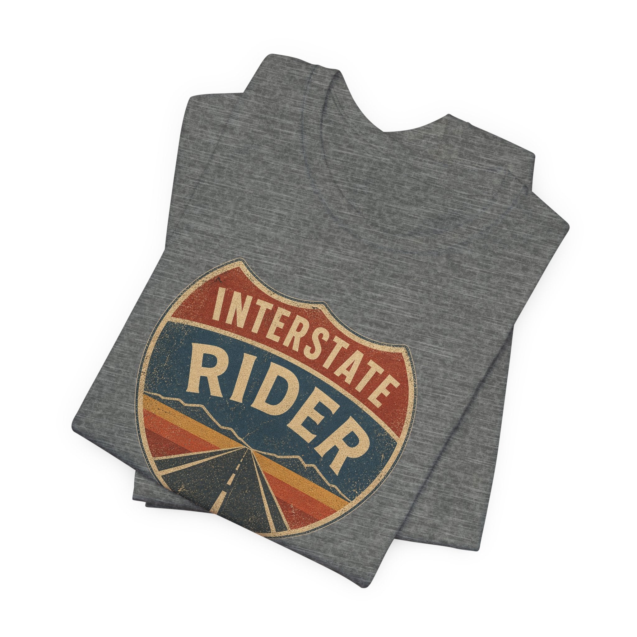 Interstate Rider shield graphic Tee, Vintage road trip motorcycle shirt