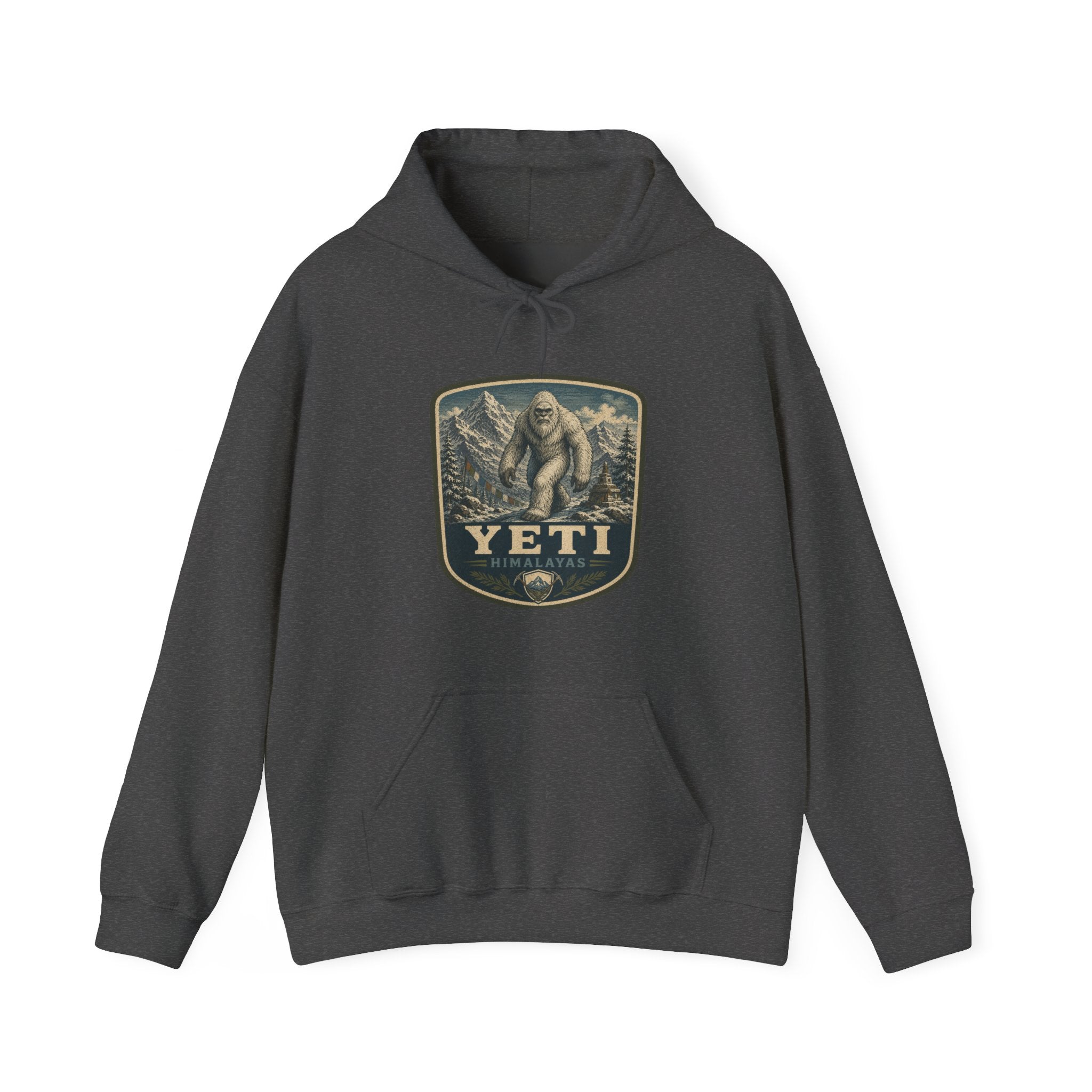 Yeti Mountain Patch Hoodie, Snowy Forest Sasquatch Sweatshirt
