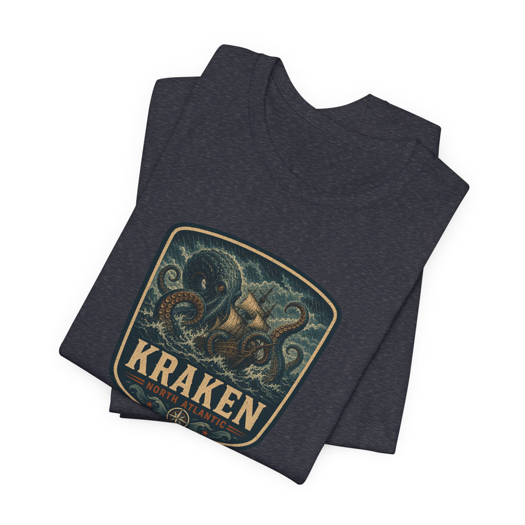 Kraken Vintage Crest Tee, Mythical Sea Monster illustration