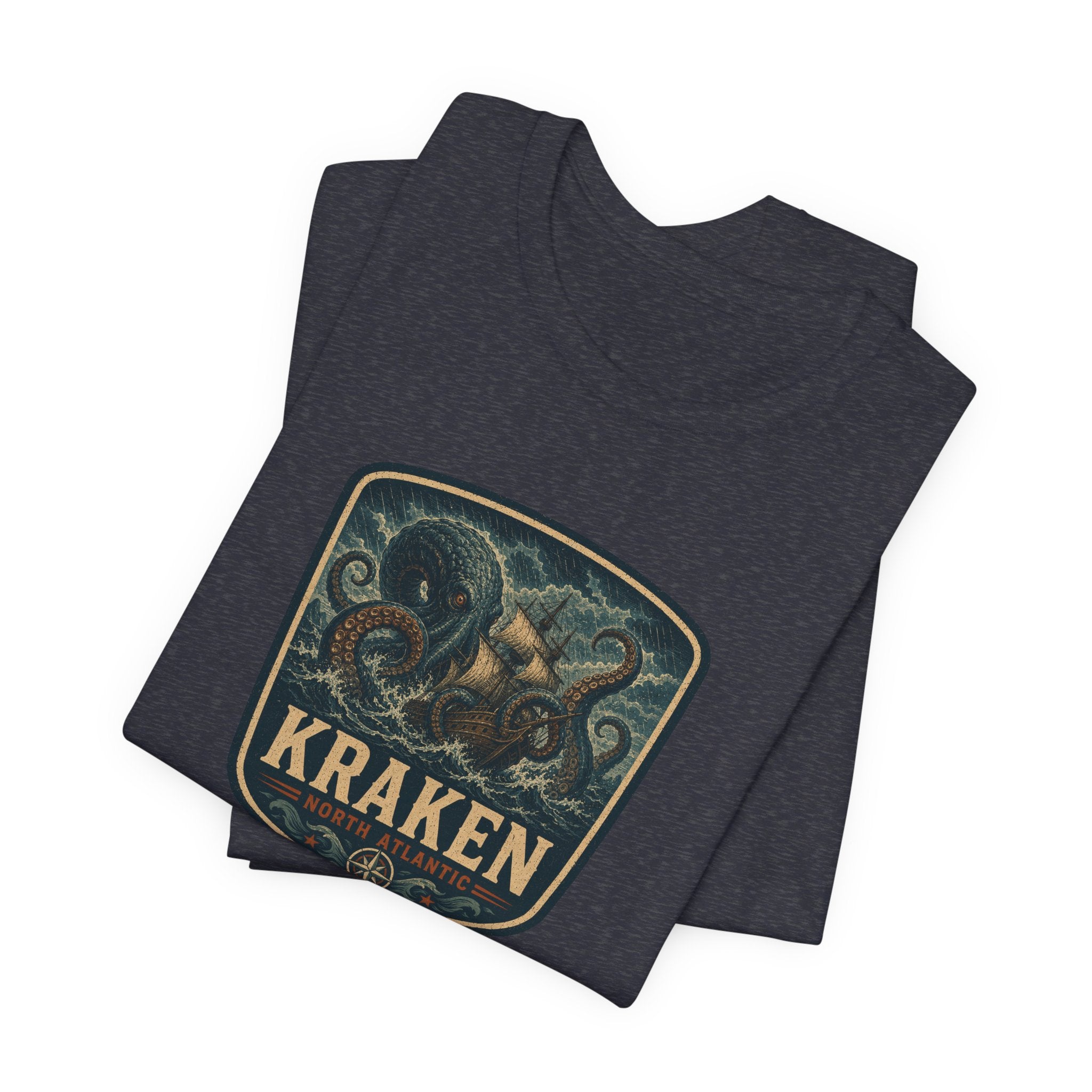 Kraken Vintage Crest Tee, Mythical Sea Monster illustration