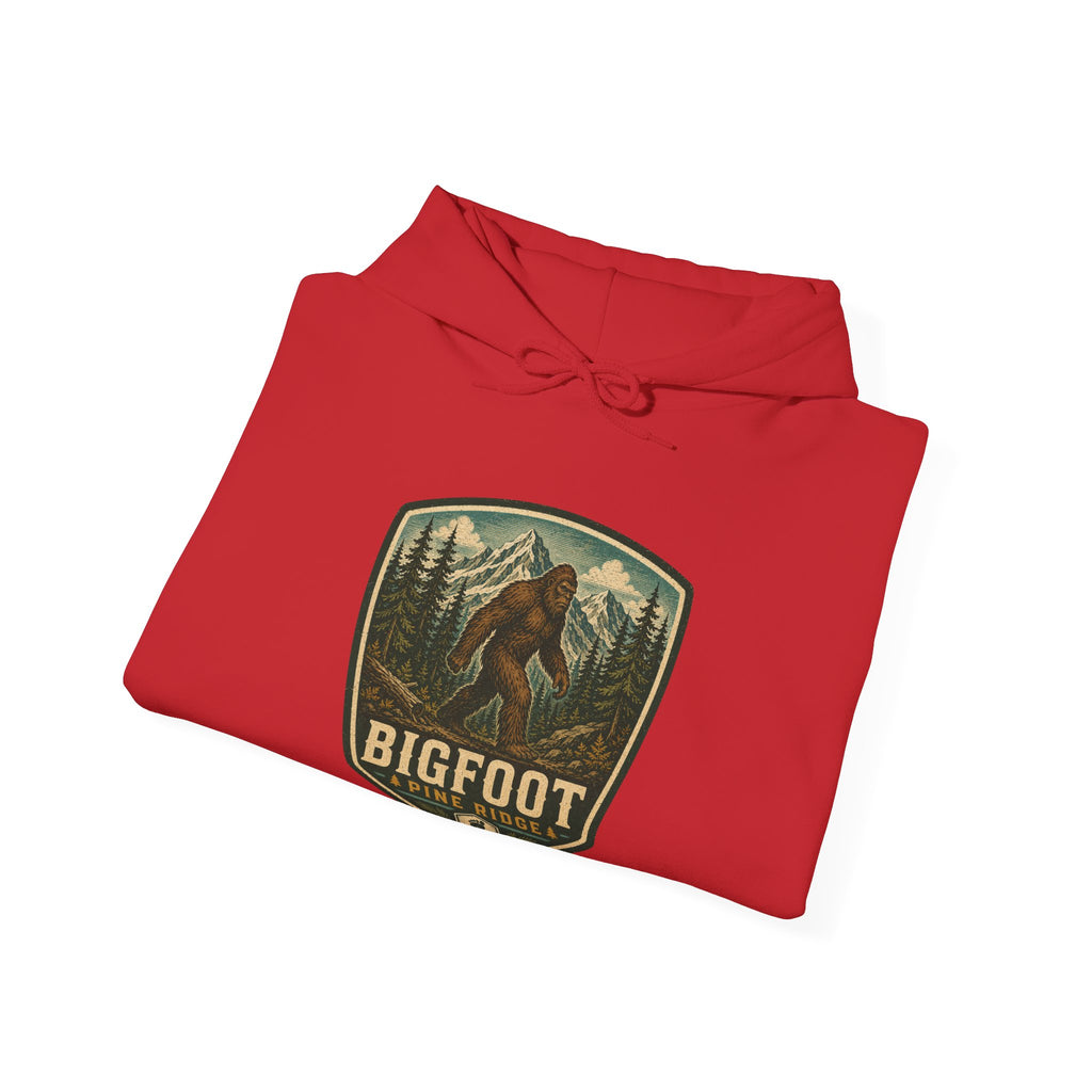 Bigfoot Forest Patch Hoodie, Sasquatch Camping Design