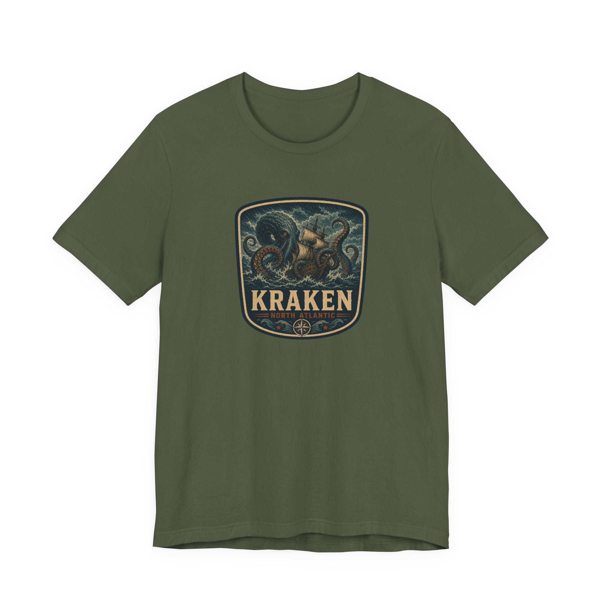 Kraken Vintage Crest Tee, Mythical Sea Monster illustration