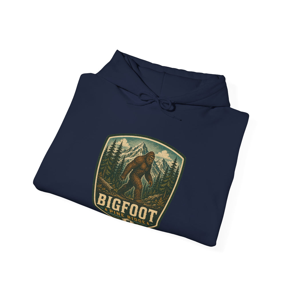 Bigfoot Forest Patch Hoodie, Sasquatch Camping Design