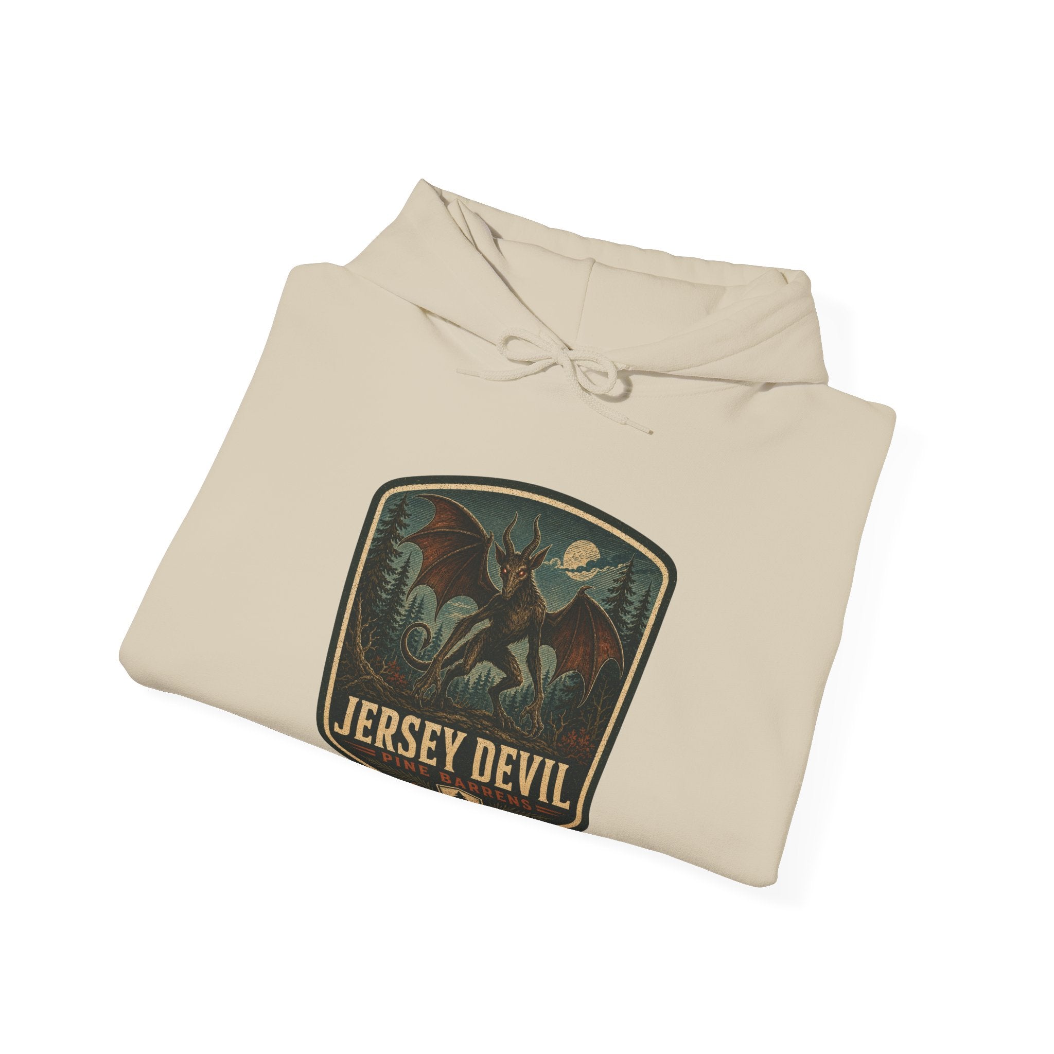 Jersey Devil Crest Hoodie, Cryptid Bat Emblem Hooded Sweatshirt