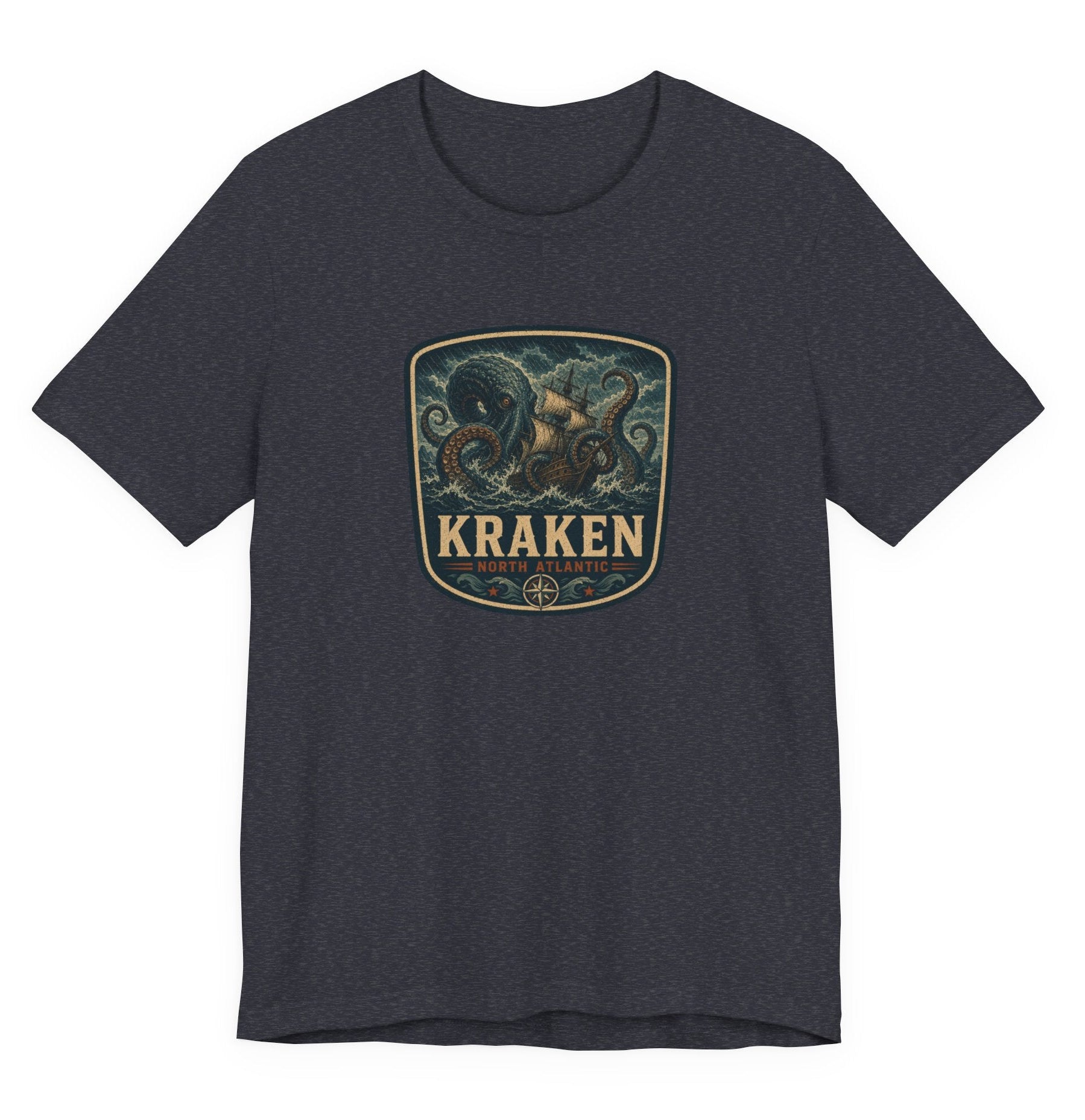 Kraken Vintage Crest Tee, Mythical Sea Monster illustration